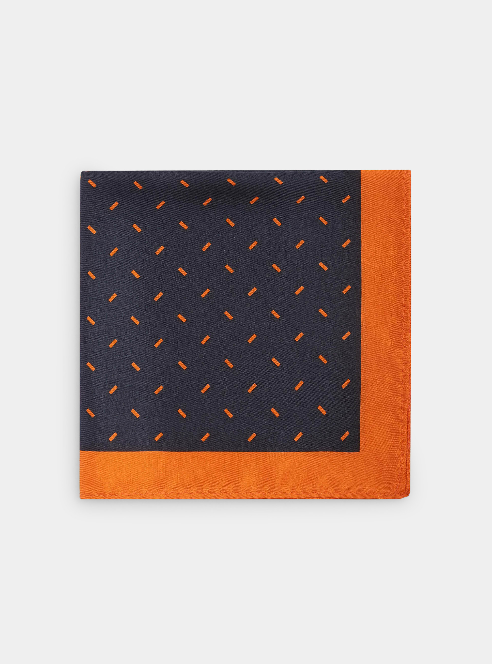 Double face printed silk pochette, ARANCIONE 0358C