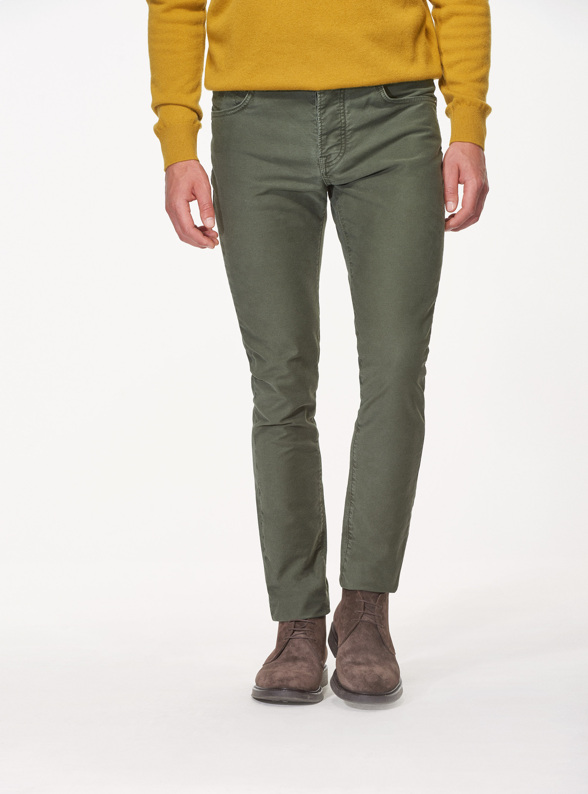 Pantaloni 5 tasche in twill garment dyed, MILITARE 0609C