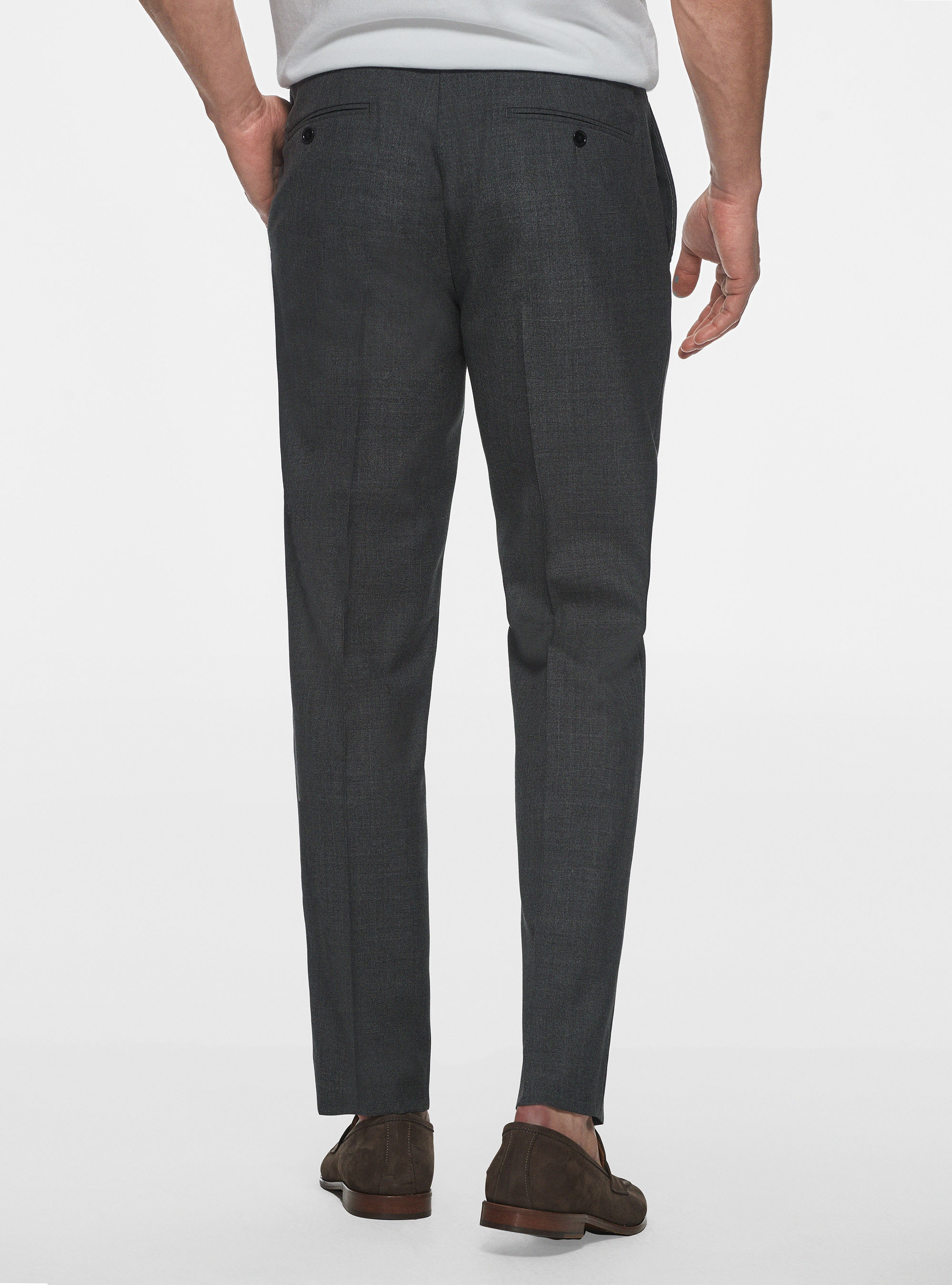 Pantaloni drop 4 in pura lana, ASFALTO 0112C