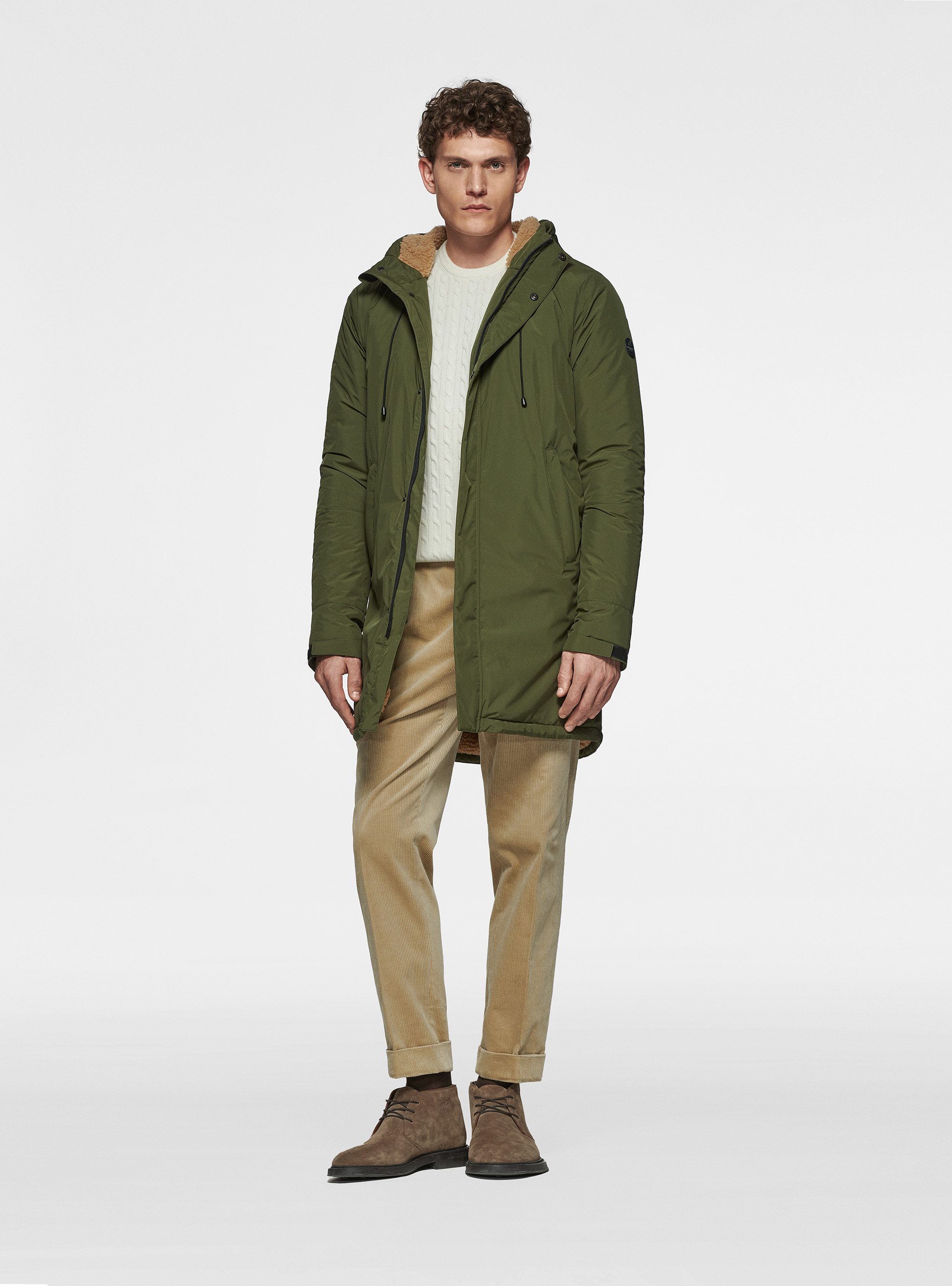 Parka tecnico con pelliccia sintetica, MILITARE 0609C