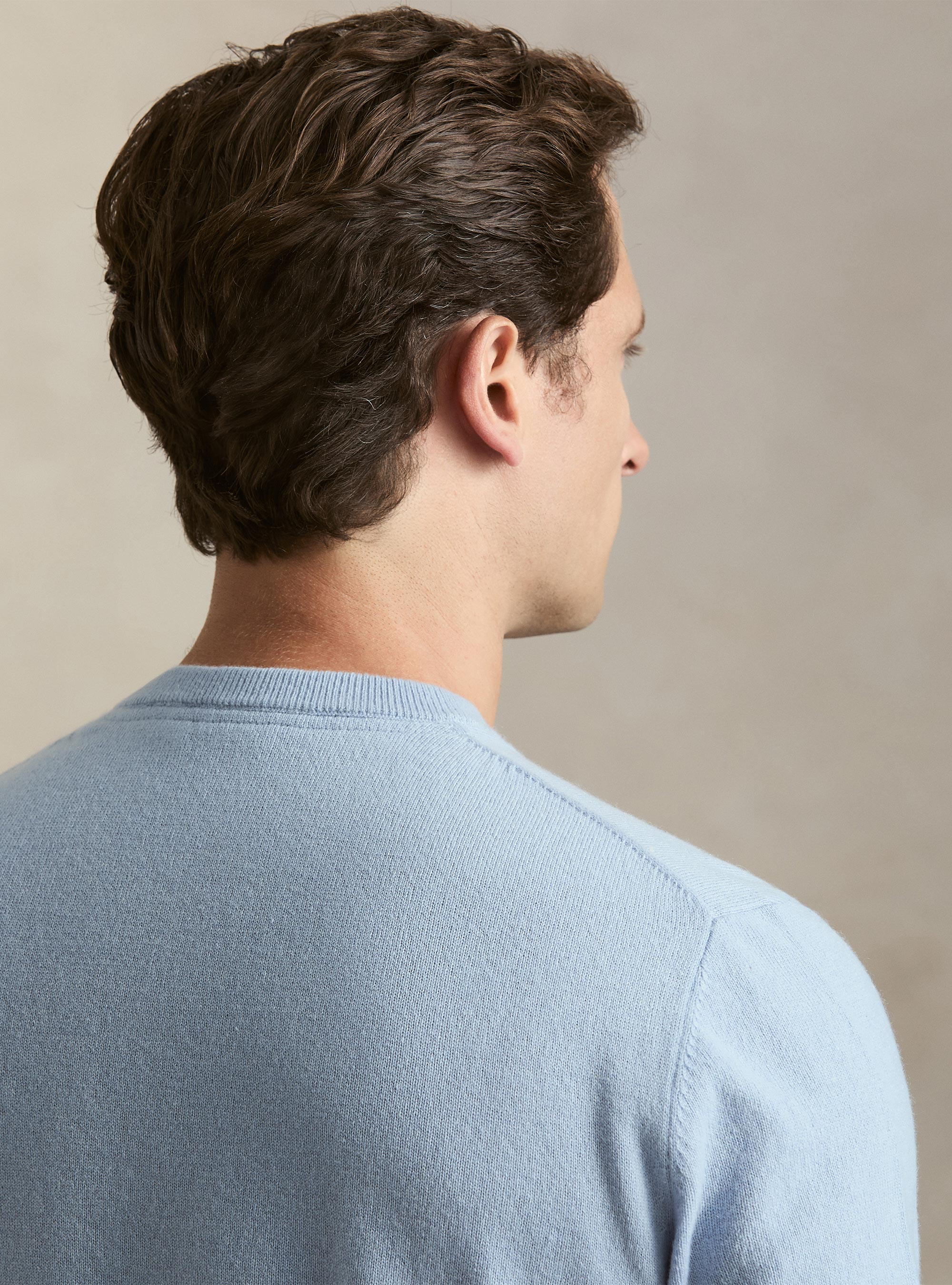 Maglia girocollo in 100% cashmere, 0266C AZZURRO