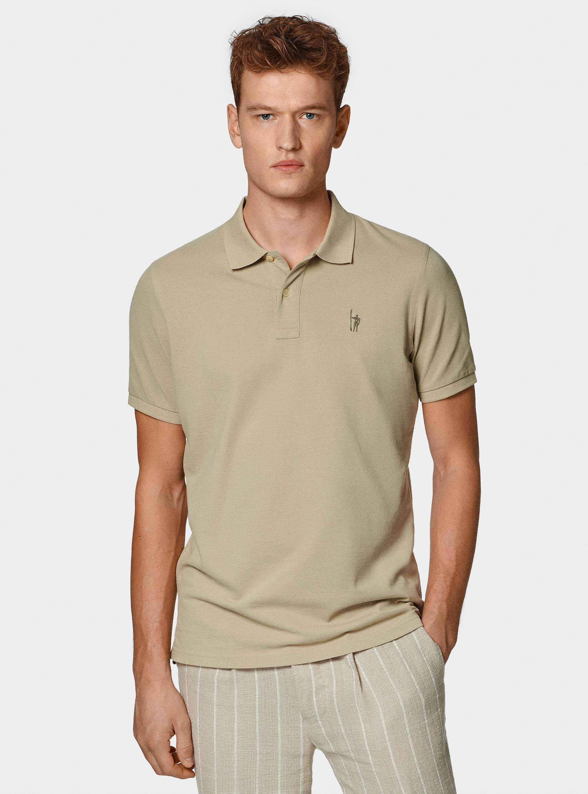 Polo classica in piquet, ECRU