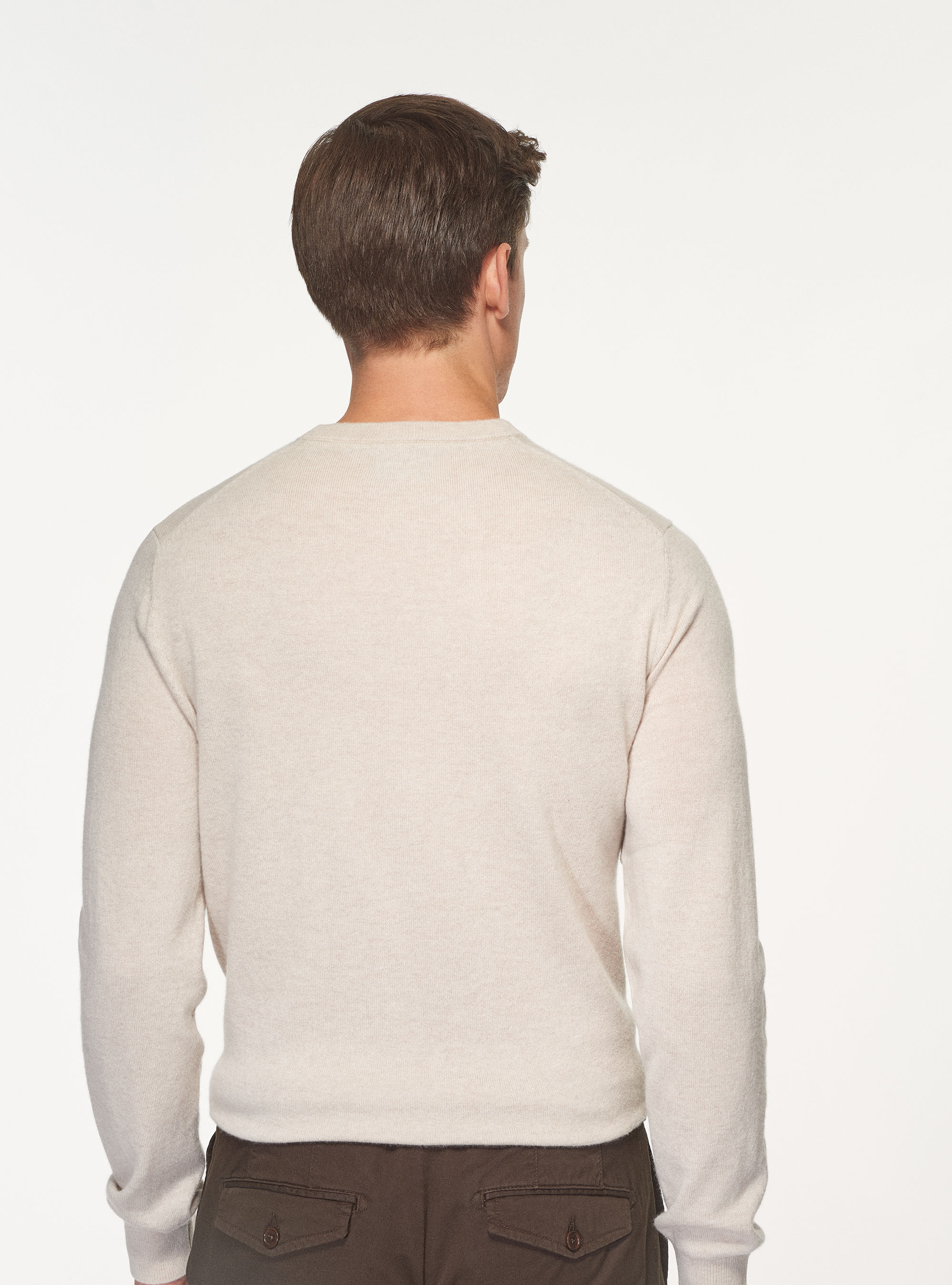 Maglia girocollo in puro cashmere, PANNA