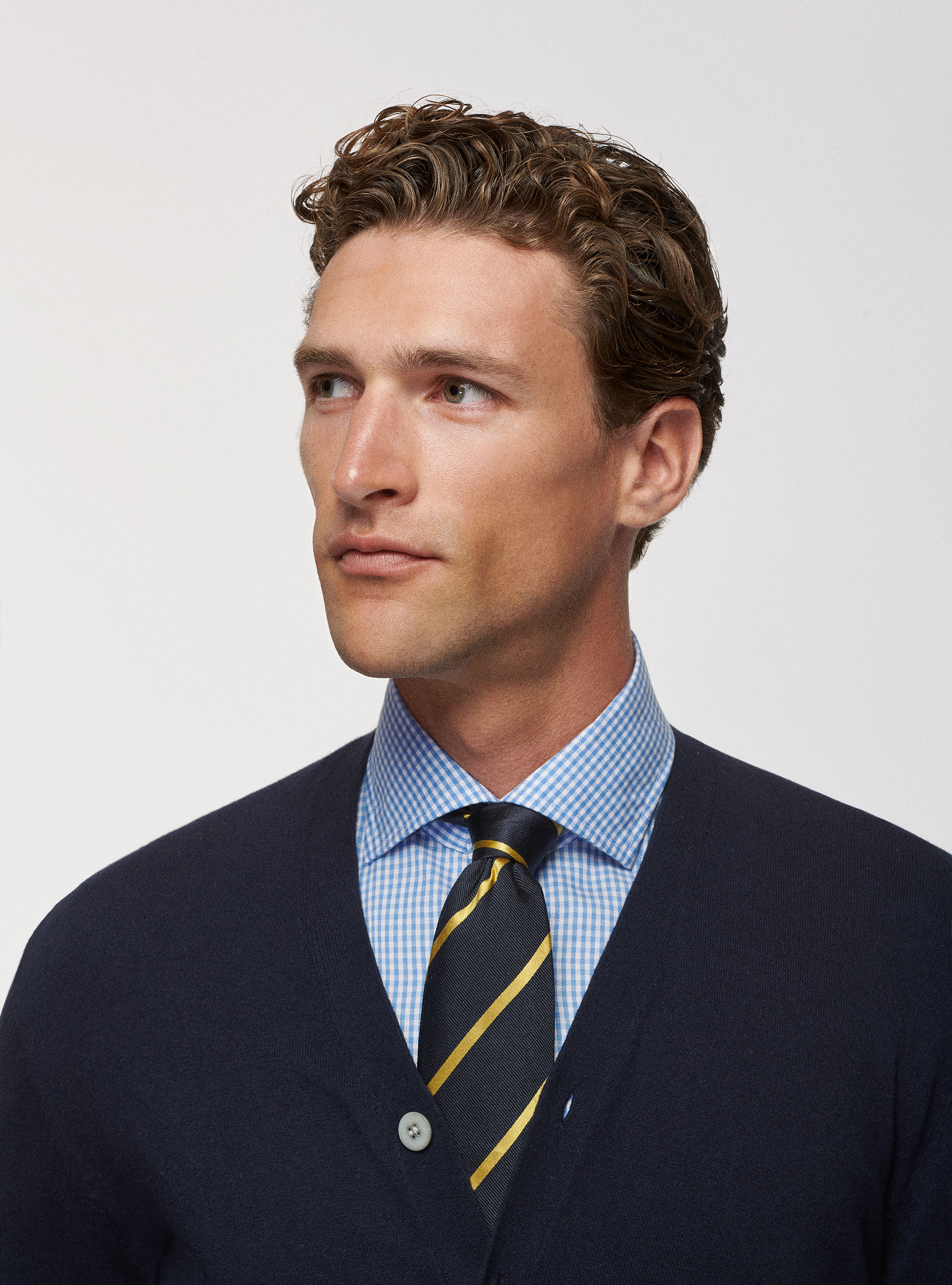 Cardigan in cotone seta e cashmere, BLU NAVY