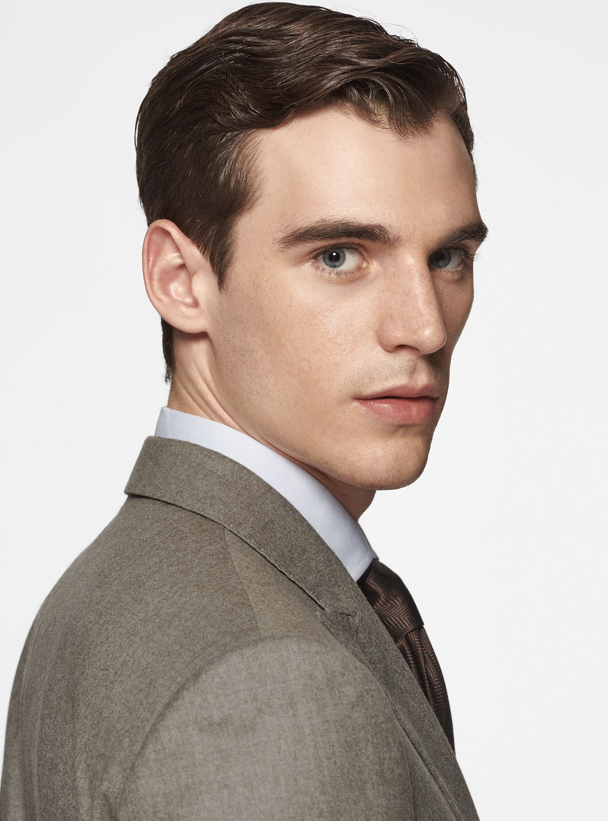 Giacca petto a lancia in flanella, SABBIA