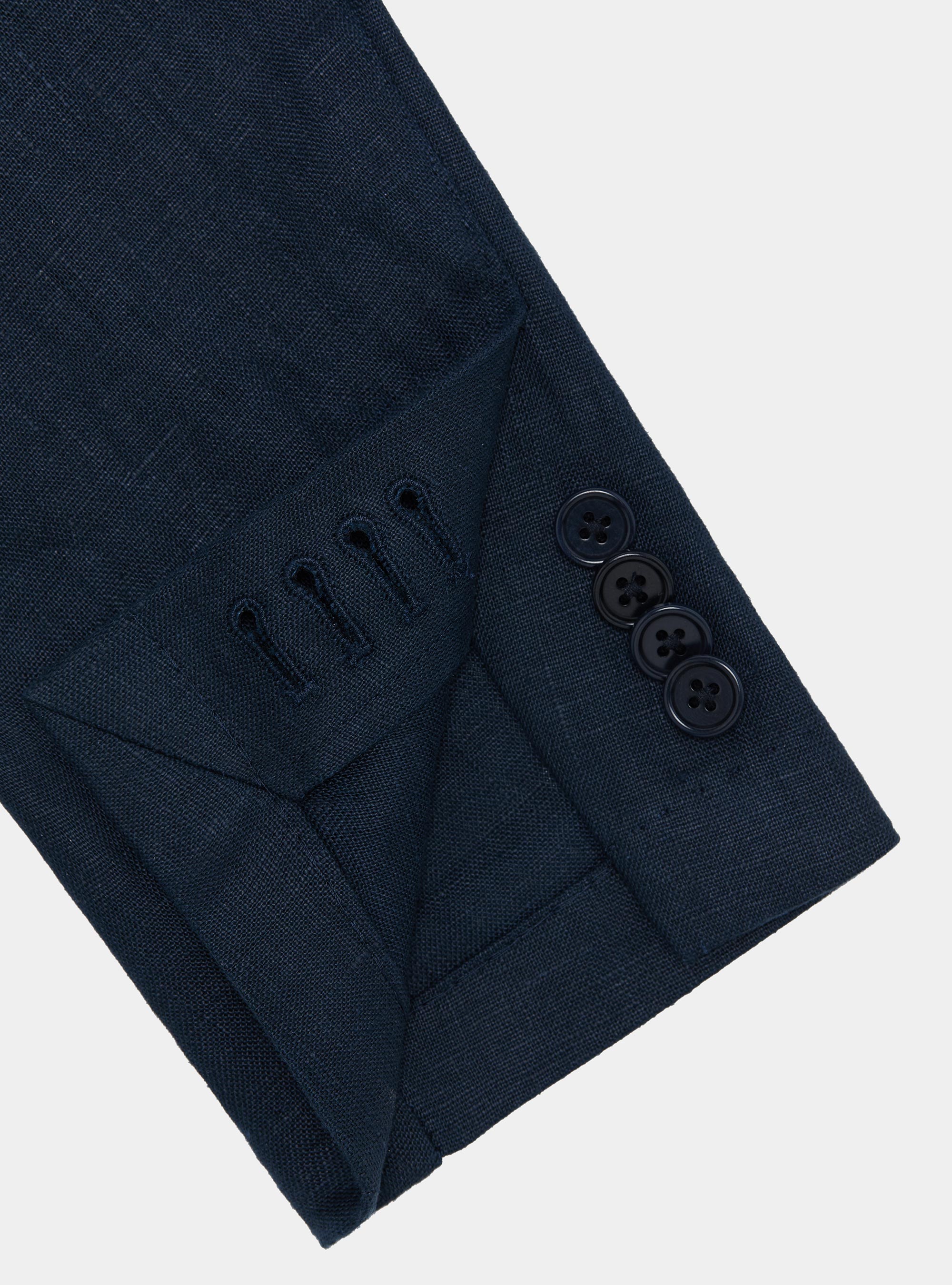 Americana cruzada de lino puro, AZUL MARINO