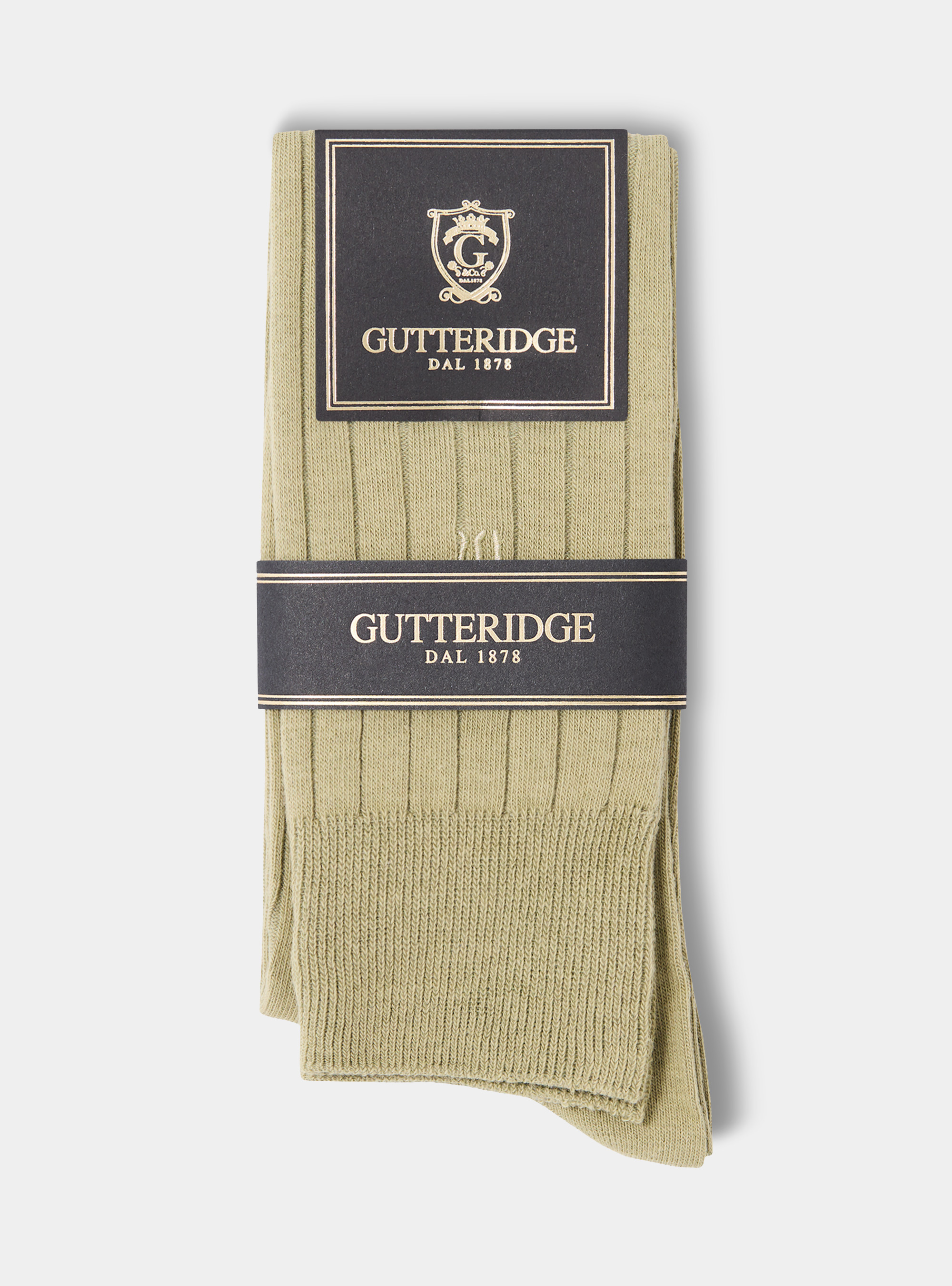 Calcetines de canalé con bordado, SALVIA 0602C