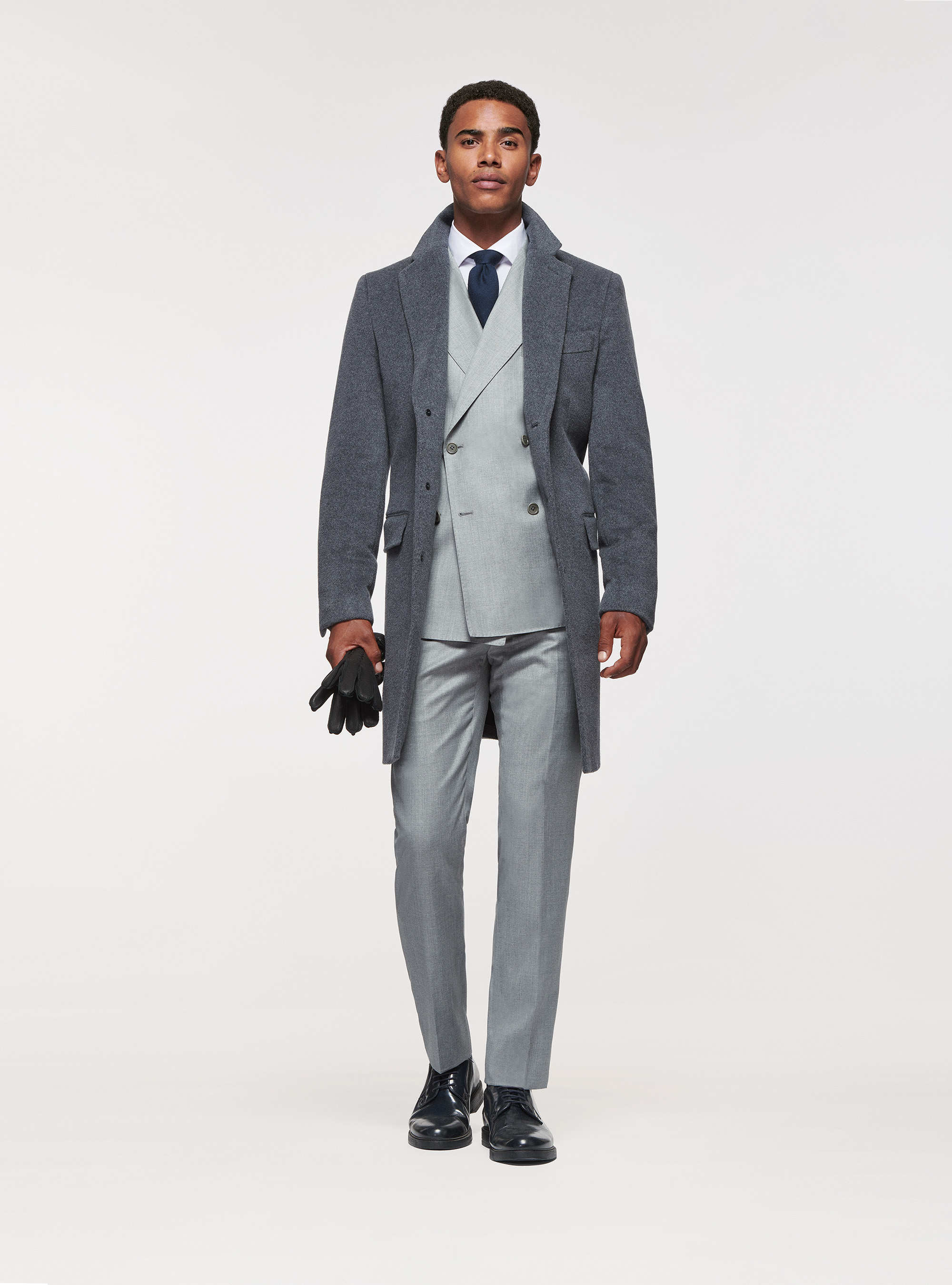 Cappotto monopetto in lana e cashmere, ASFALTO