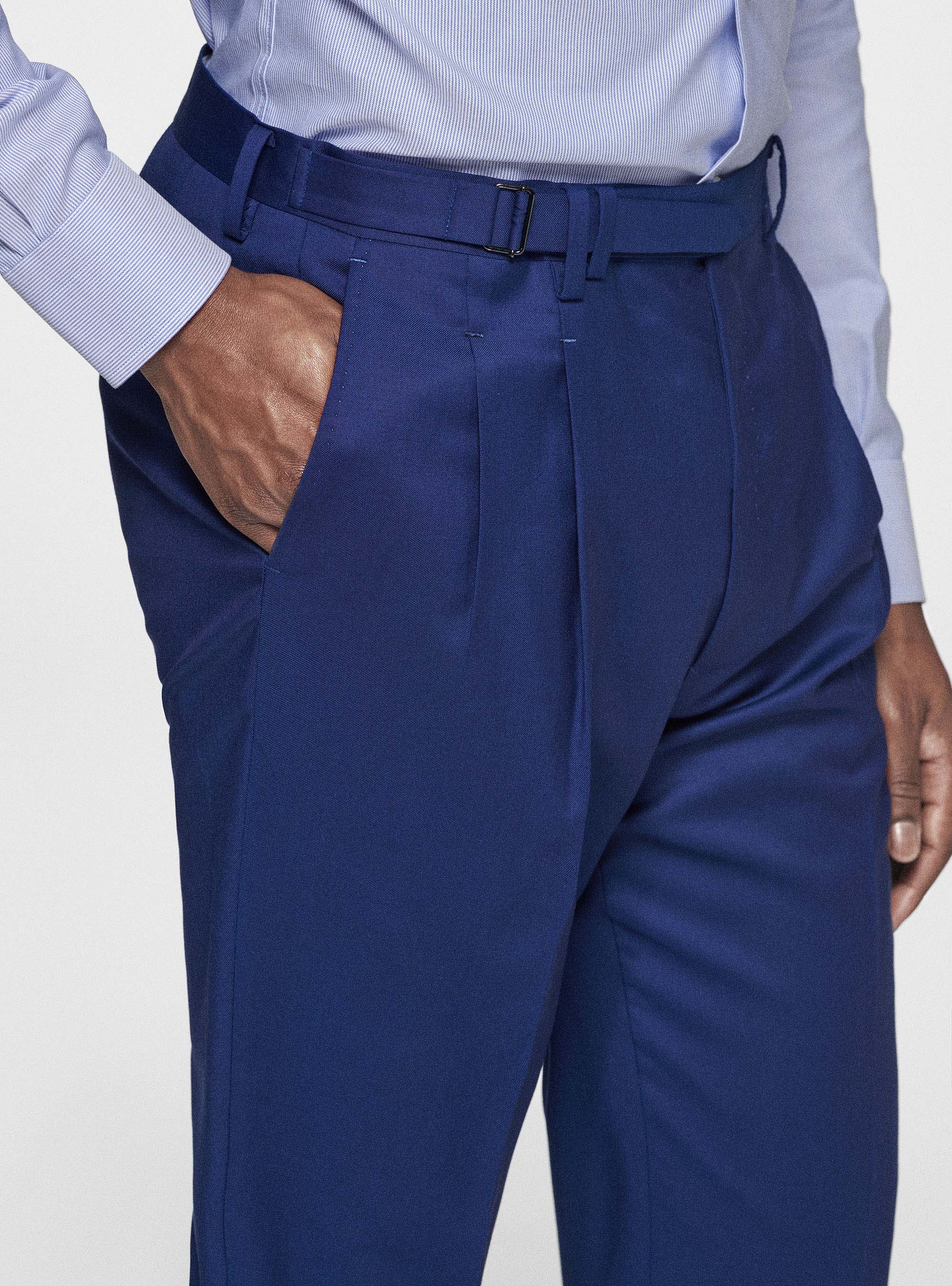 Pantaloni doppia pince in pura lana Reda, BASALTO