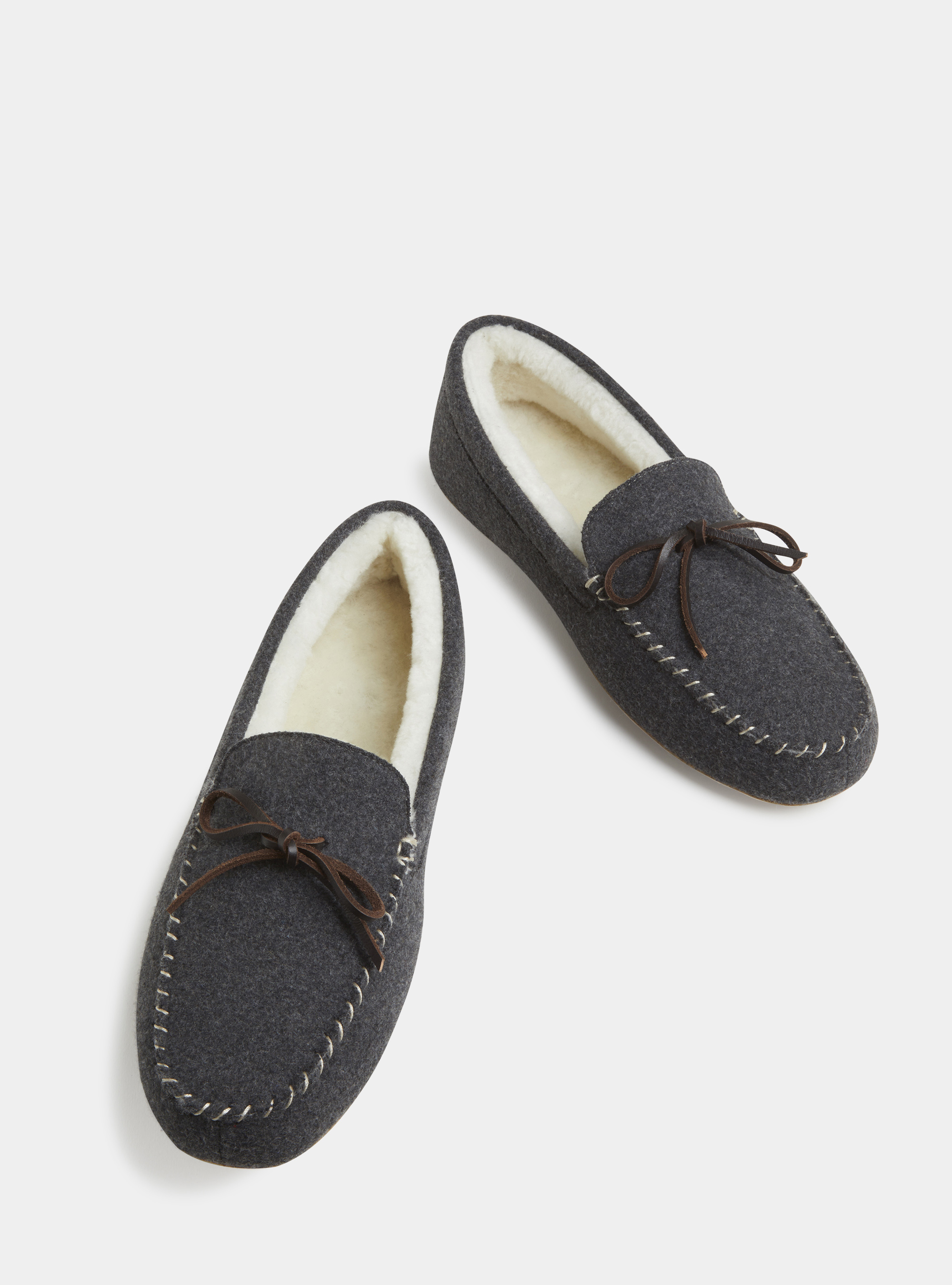 Pantofole a scarpetta in flanella tinta unita, GRIGIO CHIARO