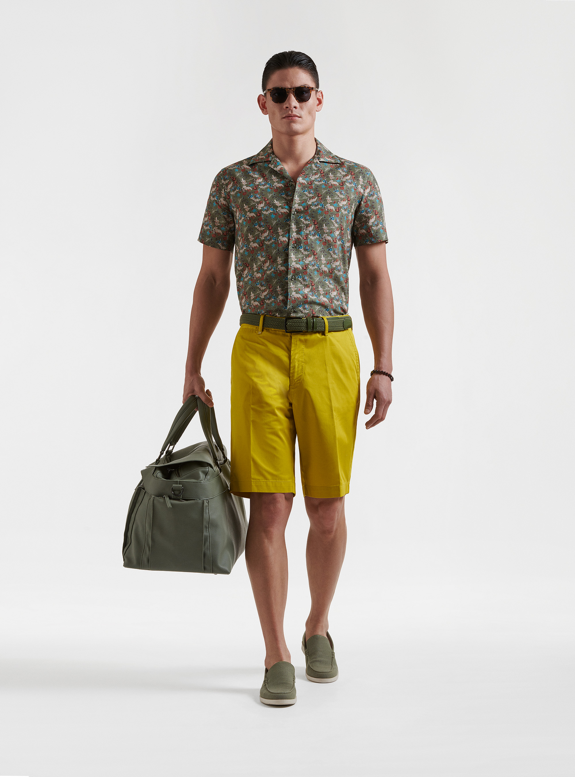 Lightweight twill shorts, YELLOW