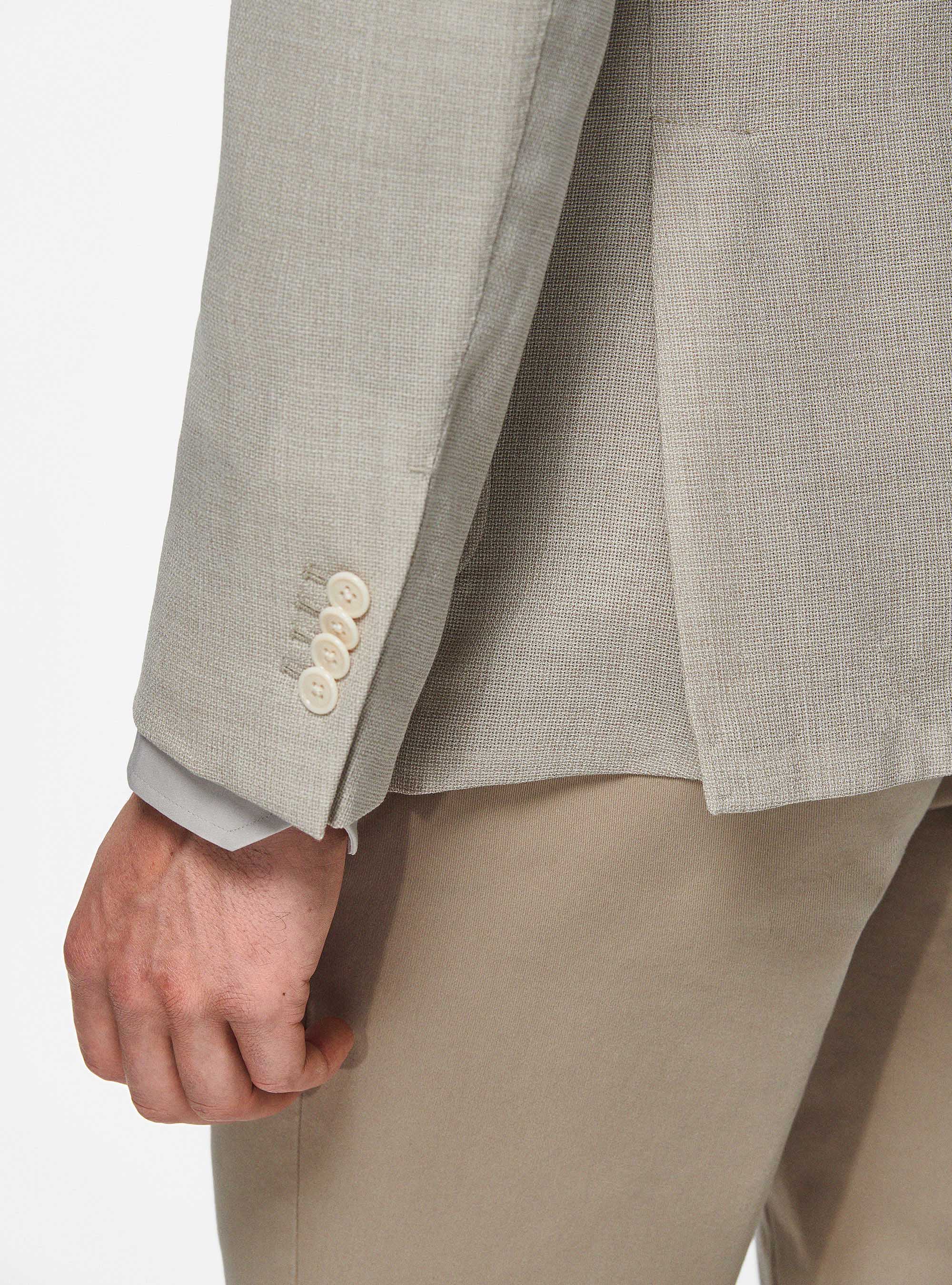 Micro-textured wool blazer, ECRU