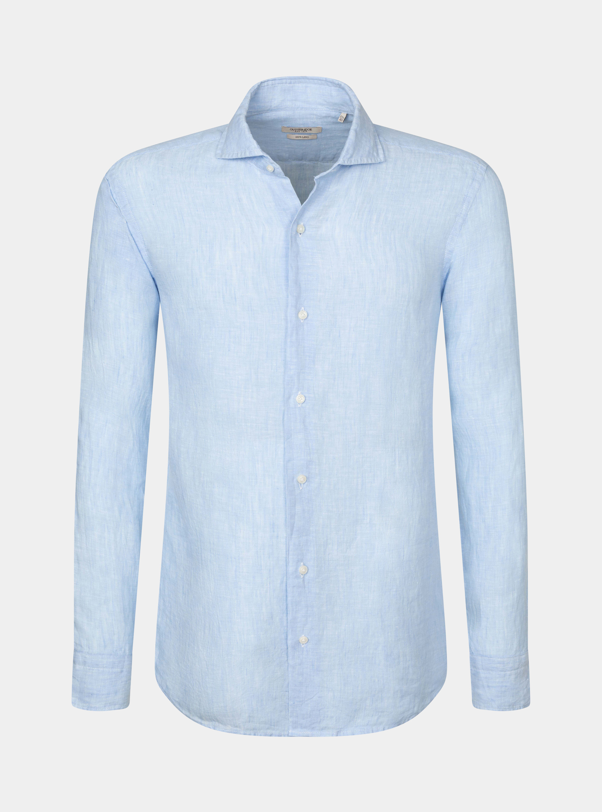 Chemise &agrave; col fran&ccedil;ais en pur lin, BLEU CIEL