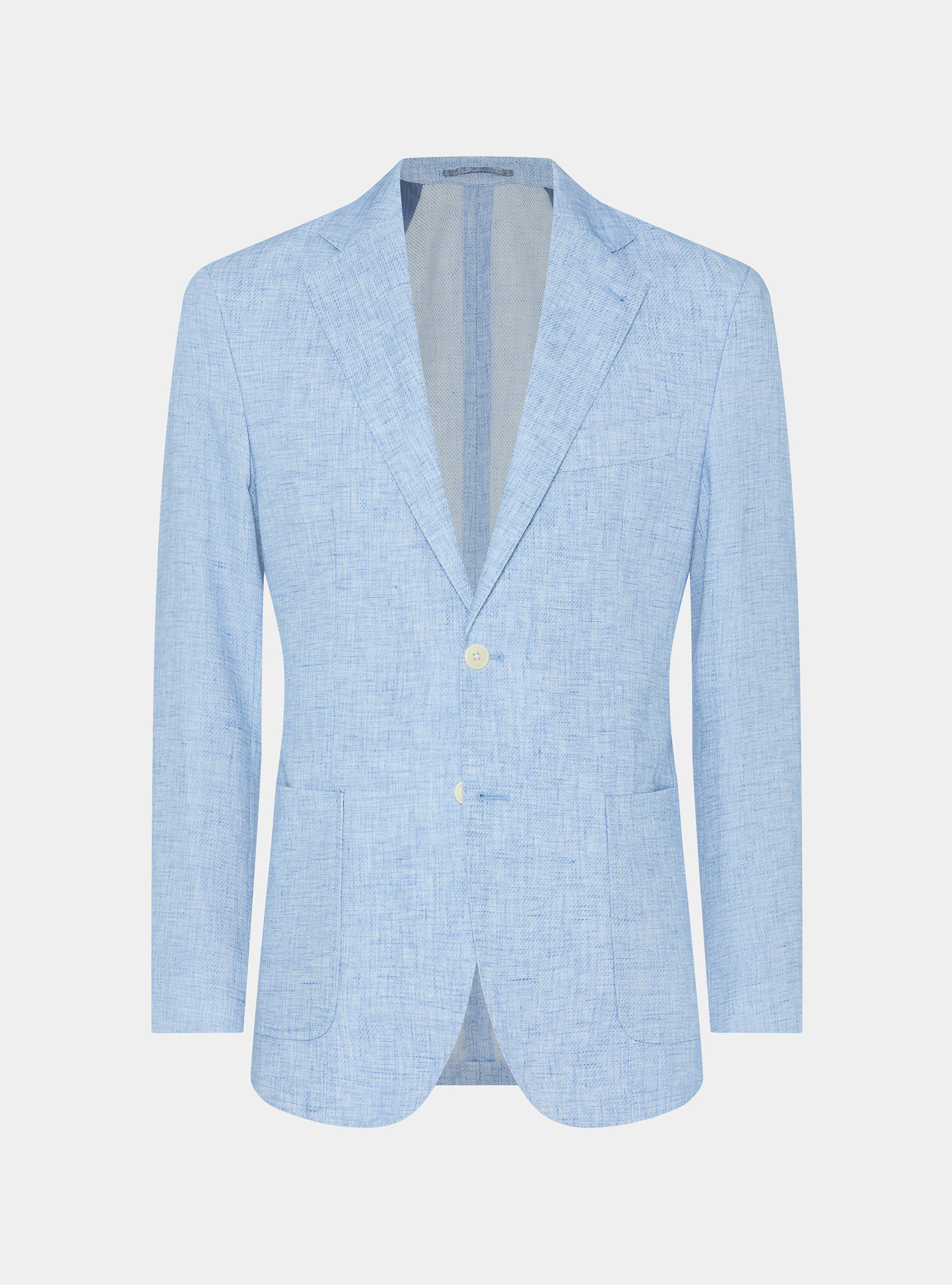 Giacca in cotone e lino fiammato, AZZURRO