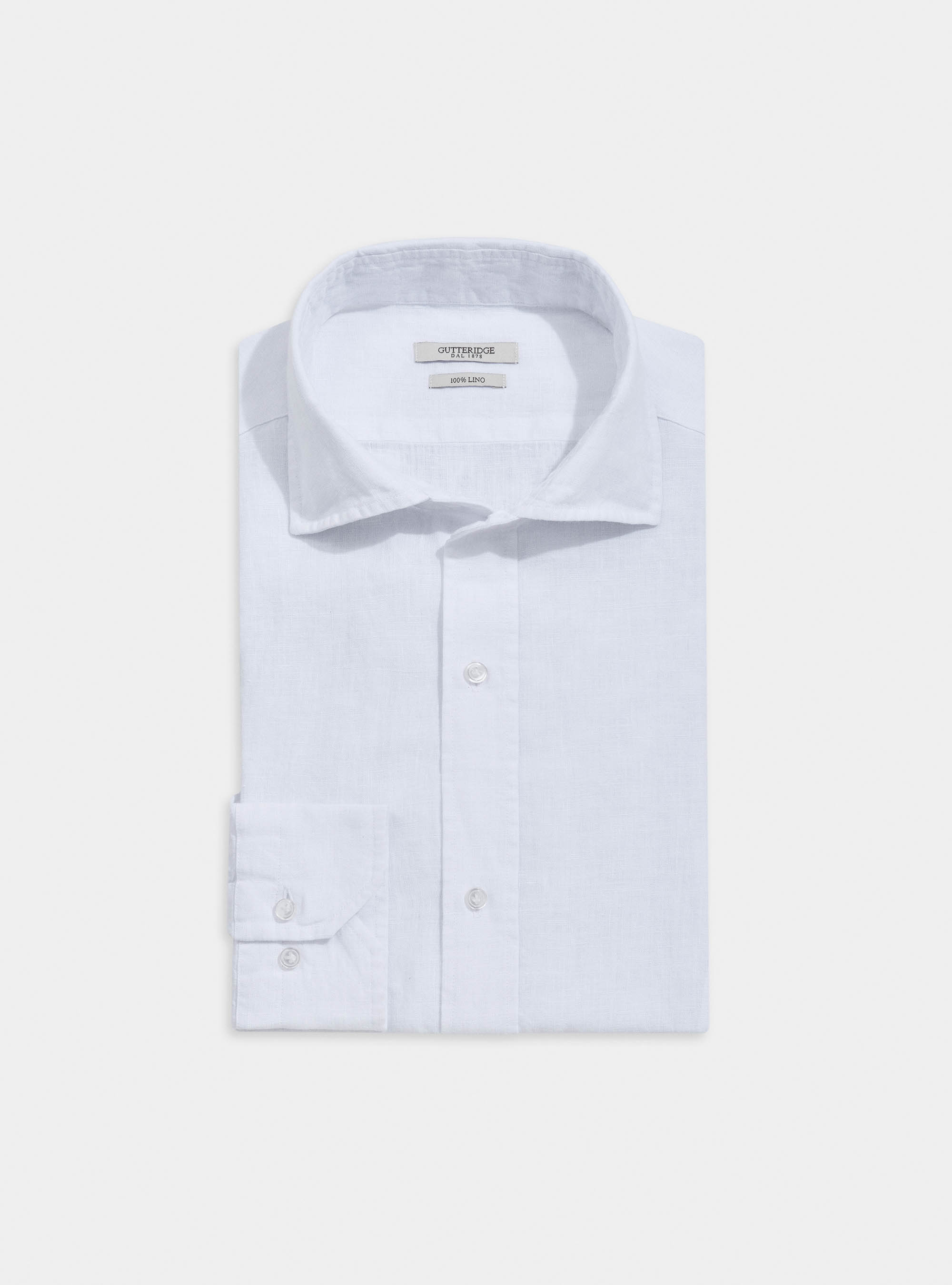 Camicia slim 100% lino delavè, BIANCO