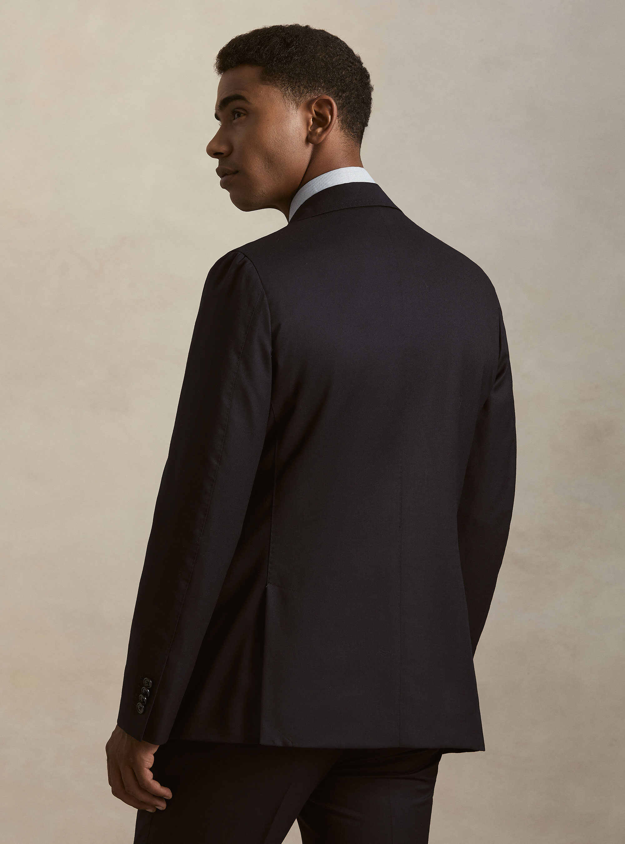 Wool flannel suit blazer, NAVY BLUE