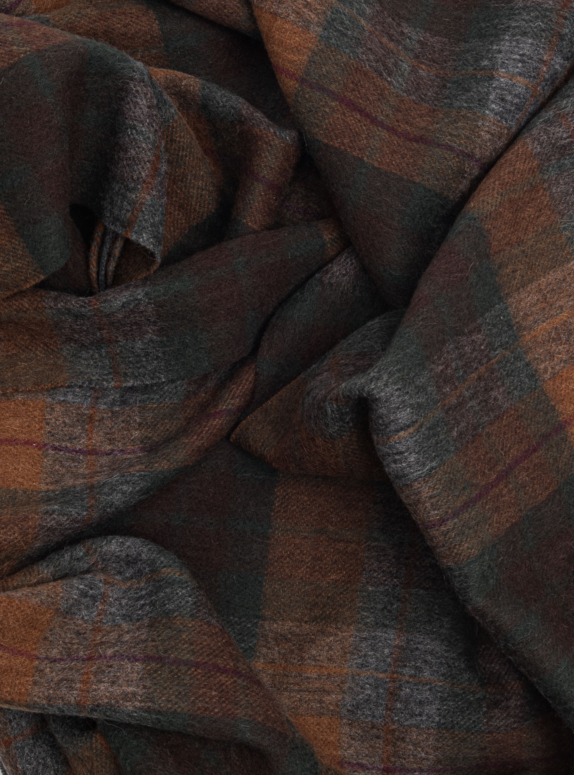 Sciarpa a quadri in lana cashmere, TABACCO