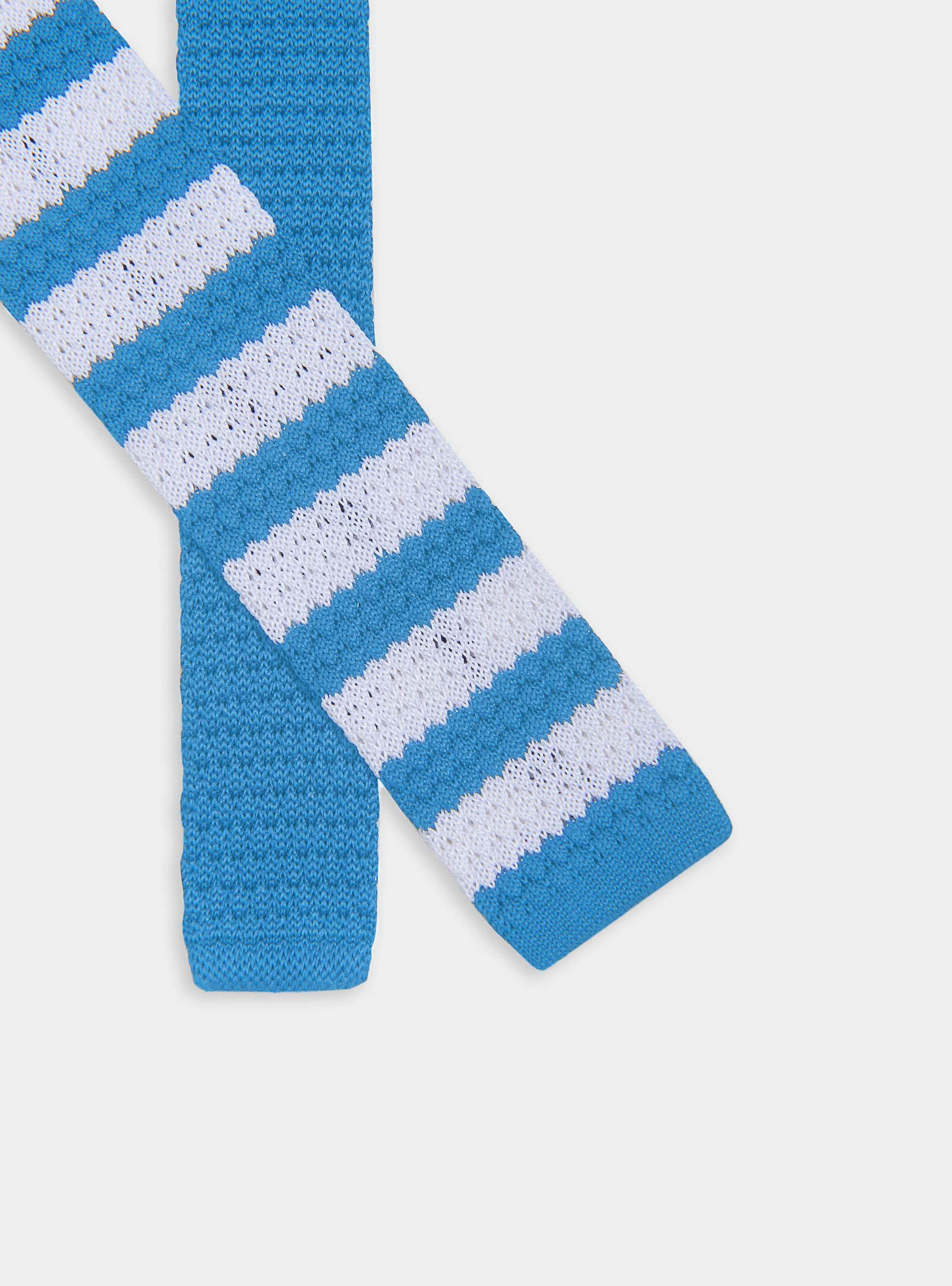 Cravatta in maglia a righe, AZZURRO 0278C