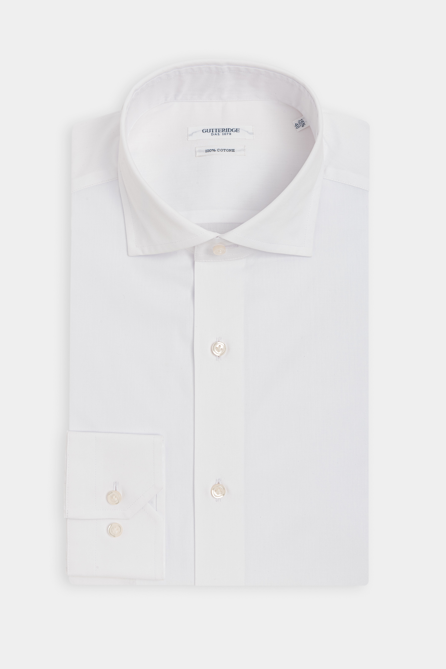Chemise en coton fil &agrave; fil avec col semi-fran&ccedil;ais, BLANC