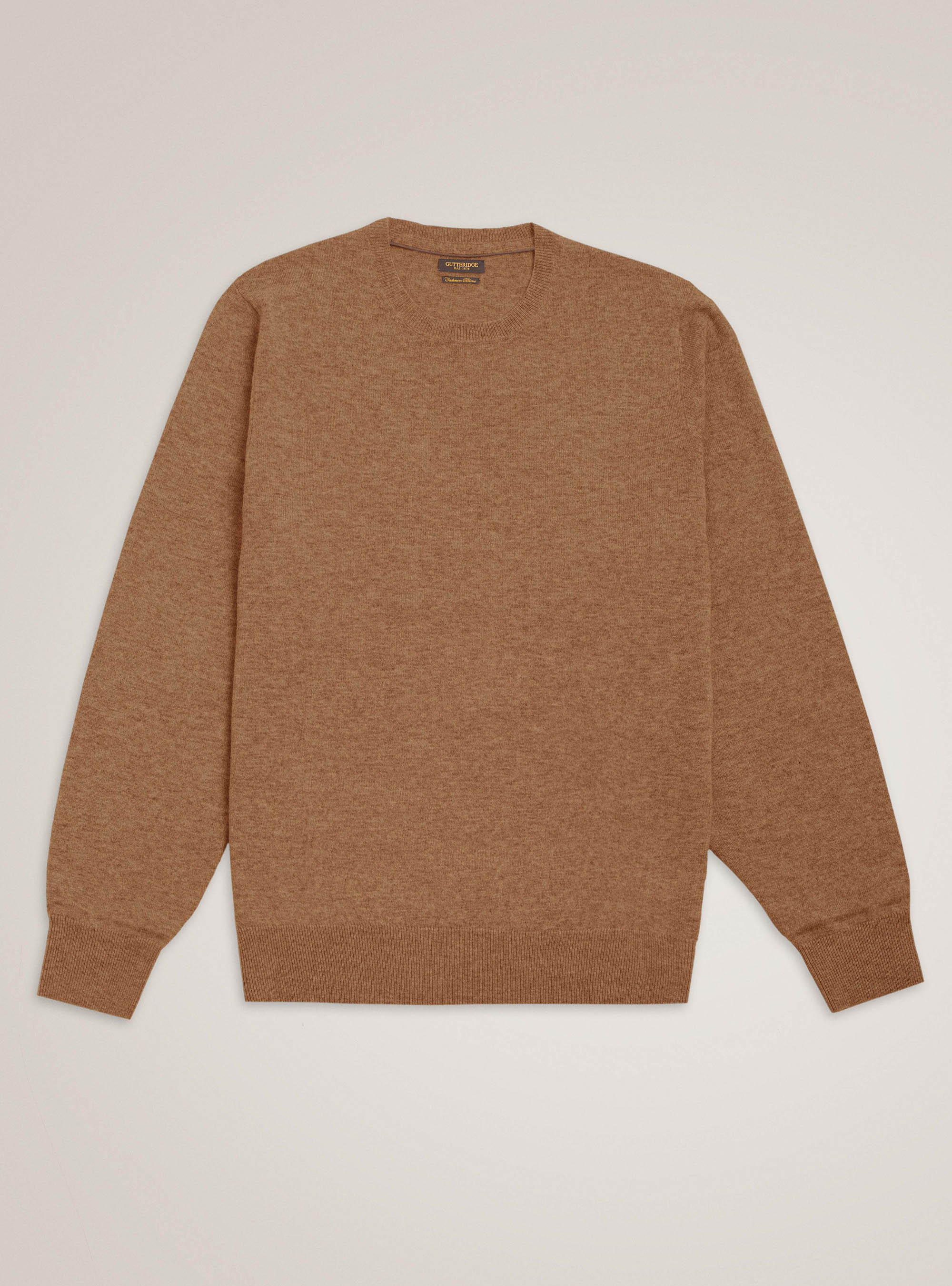 Maglia girocollo in lana lambswool e cashmere, CAFFE  0541C