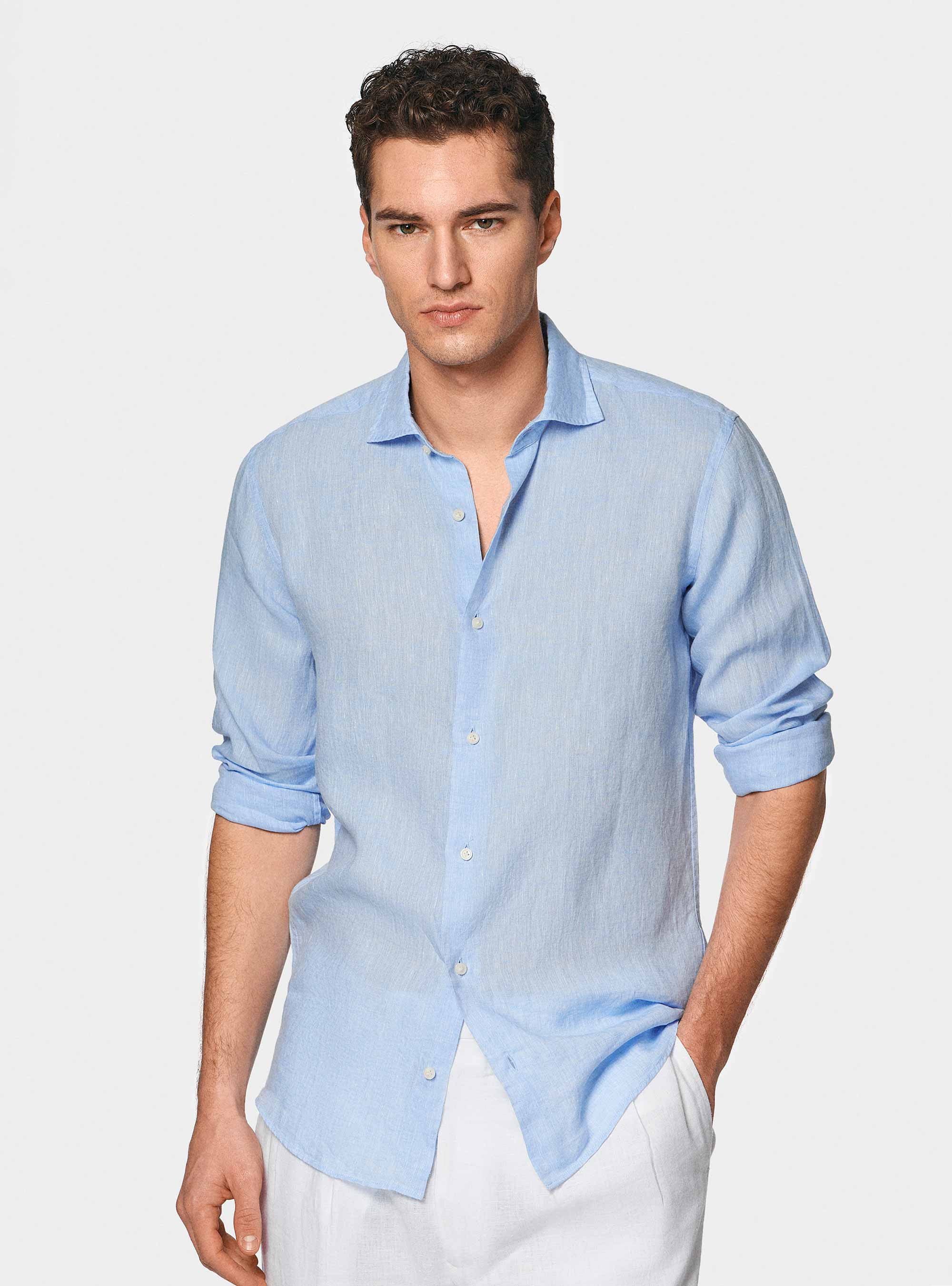 Pure linen shirt, LIGHT BLUE
