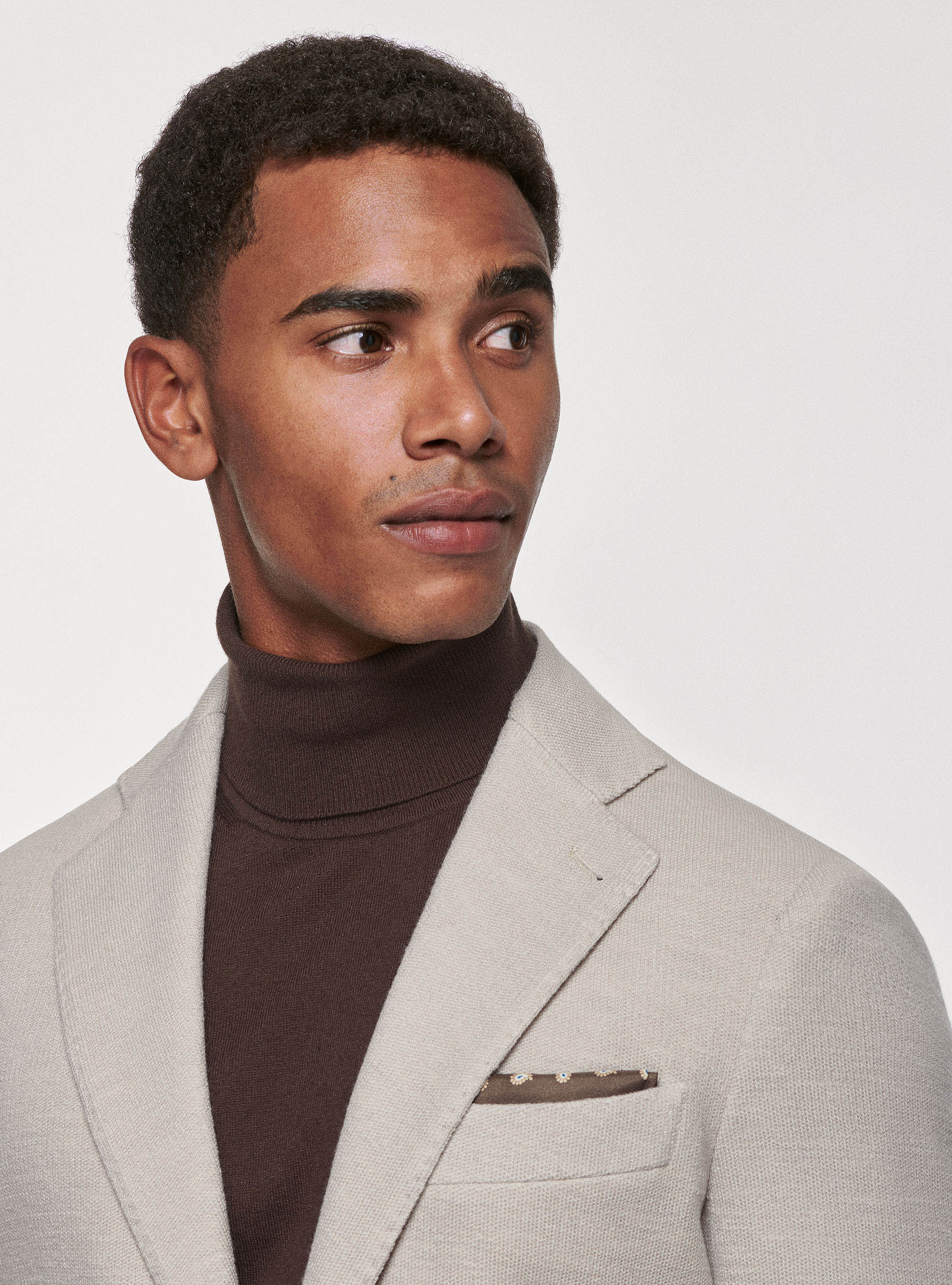 Giacca sfoderata in jersey di lana e cotone, PANNA