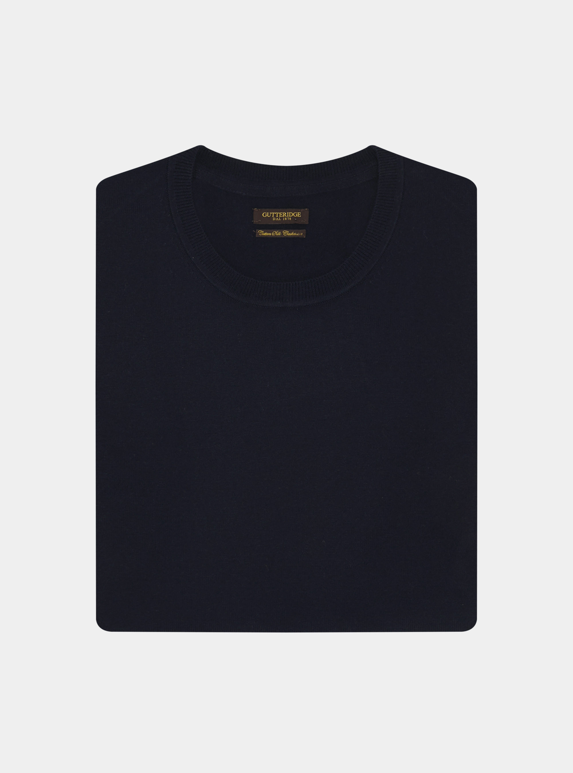 Maglia girocollo in cotone seta e cashmere, BLU NAVY