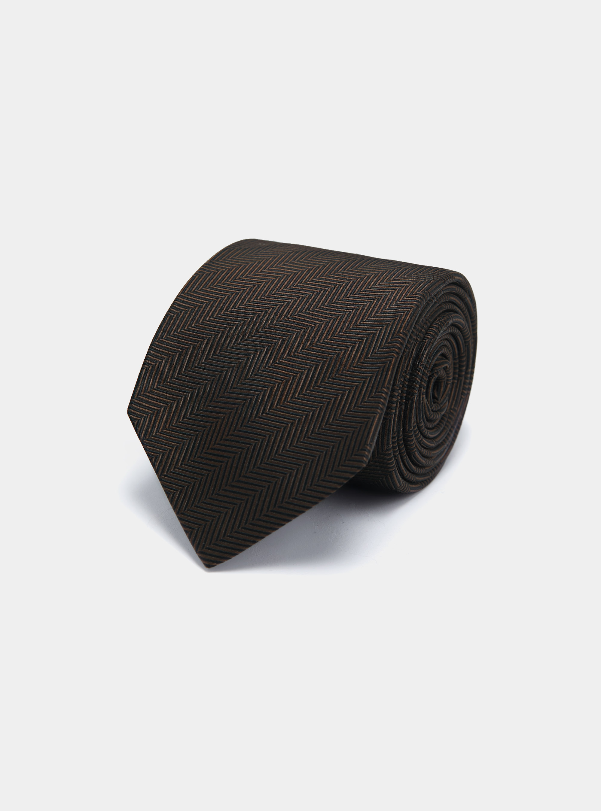 Cravate en soie à chevrons, MARRON