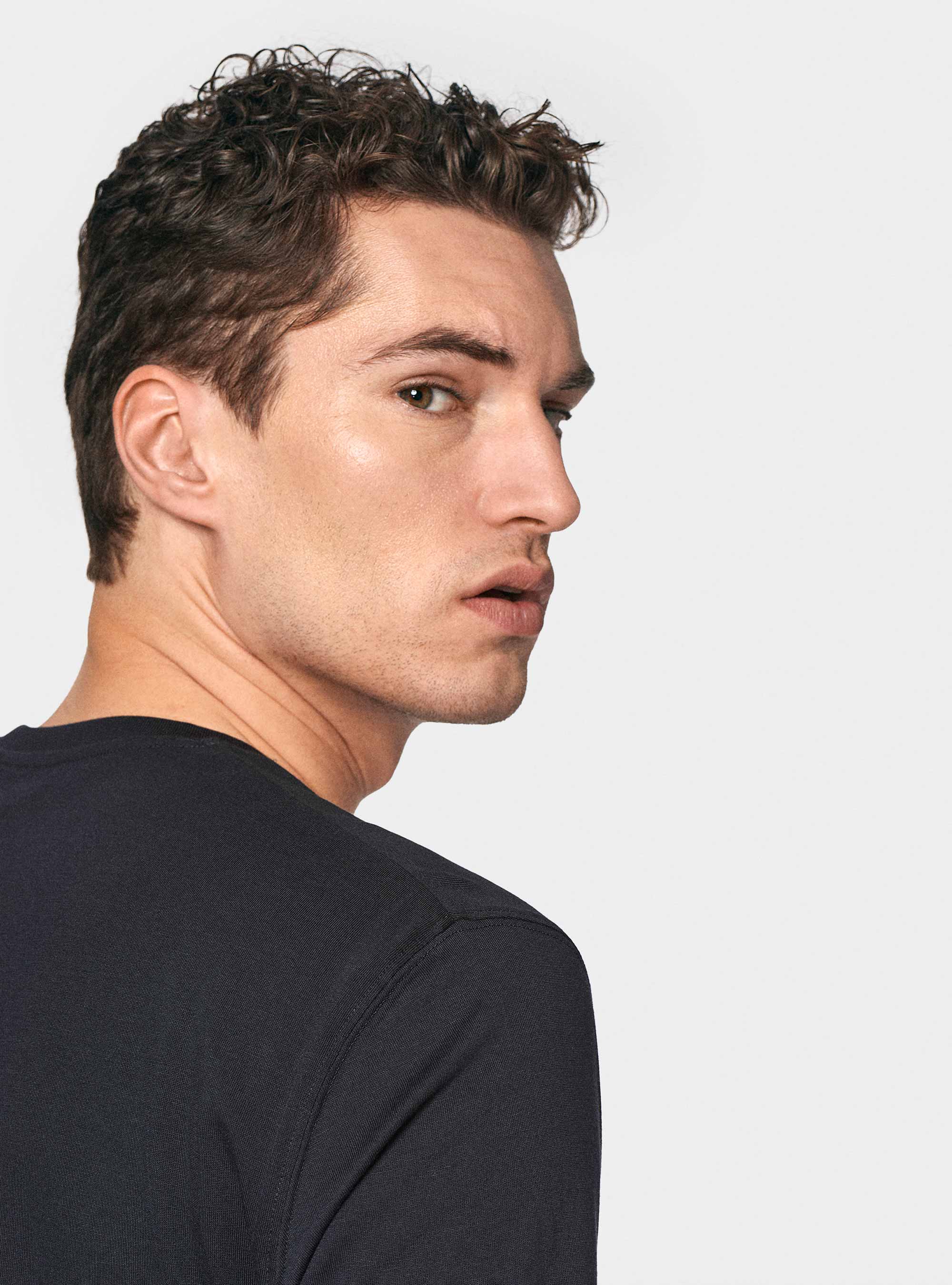 Half-sleeve T-shirt in Supima cotton, NAVY BLUE