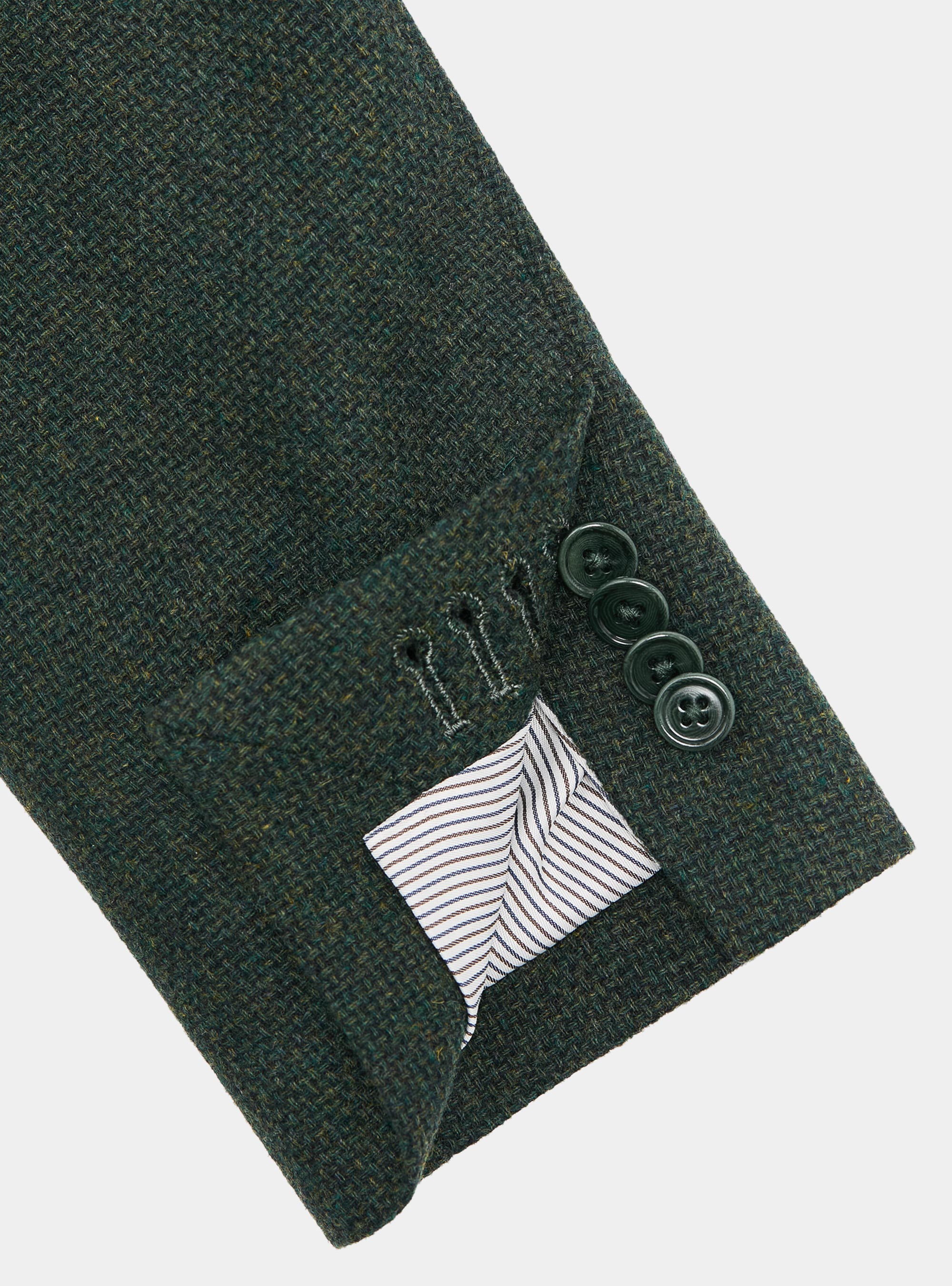 Giacca hopsack in lana cotone e cashmere, VERDE