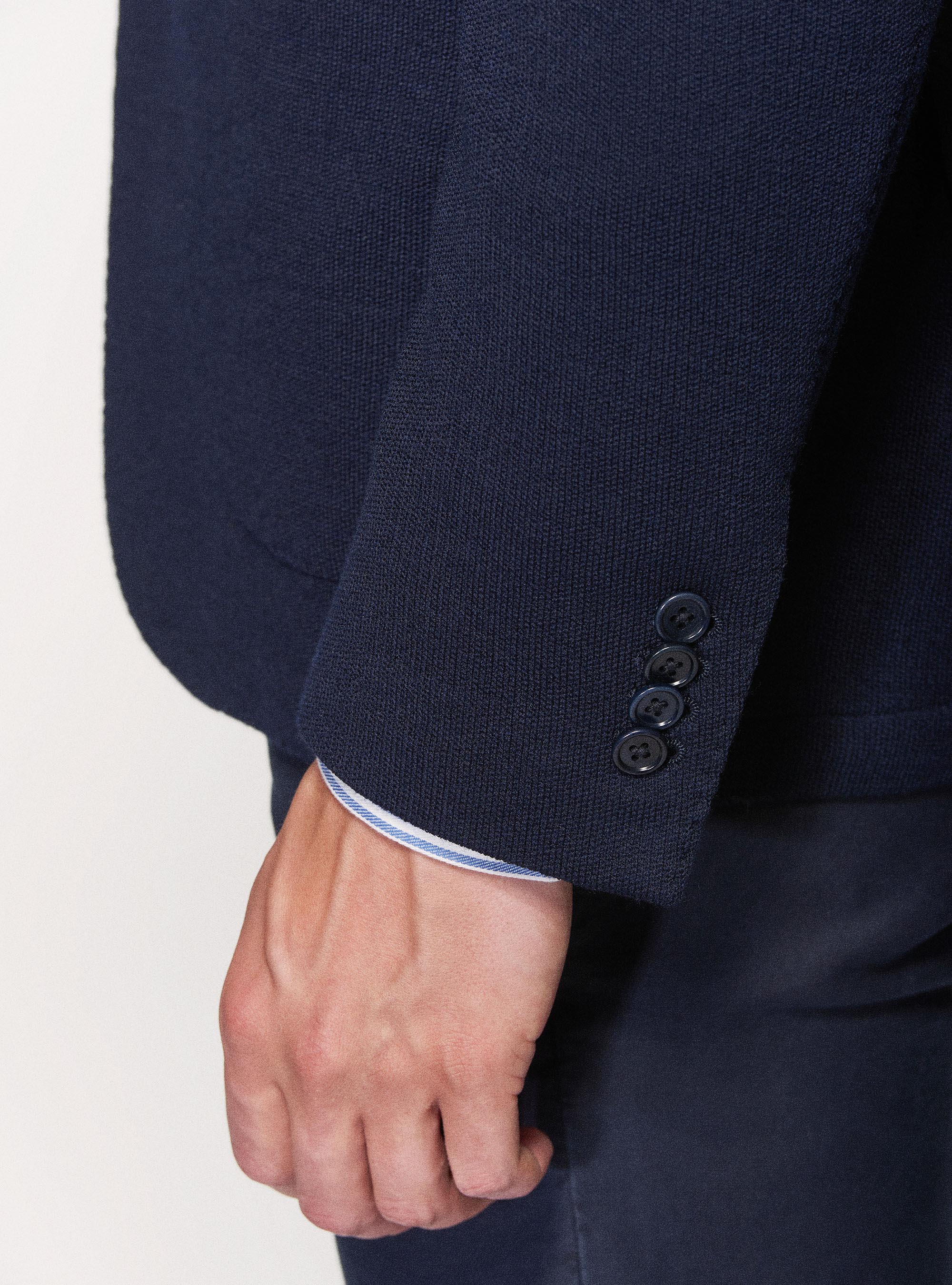 Giacca sfoderata in jersey di lana e cotone, BLU NAVY