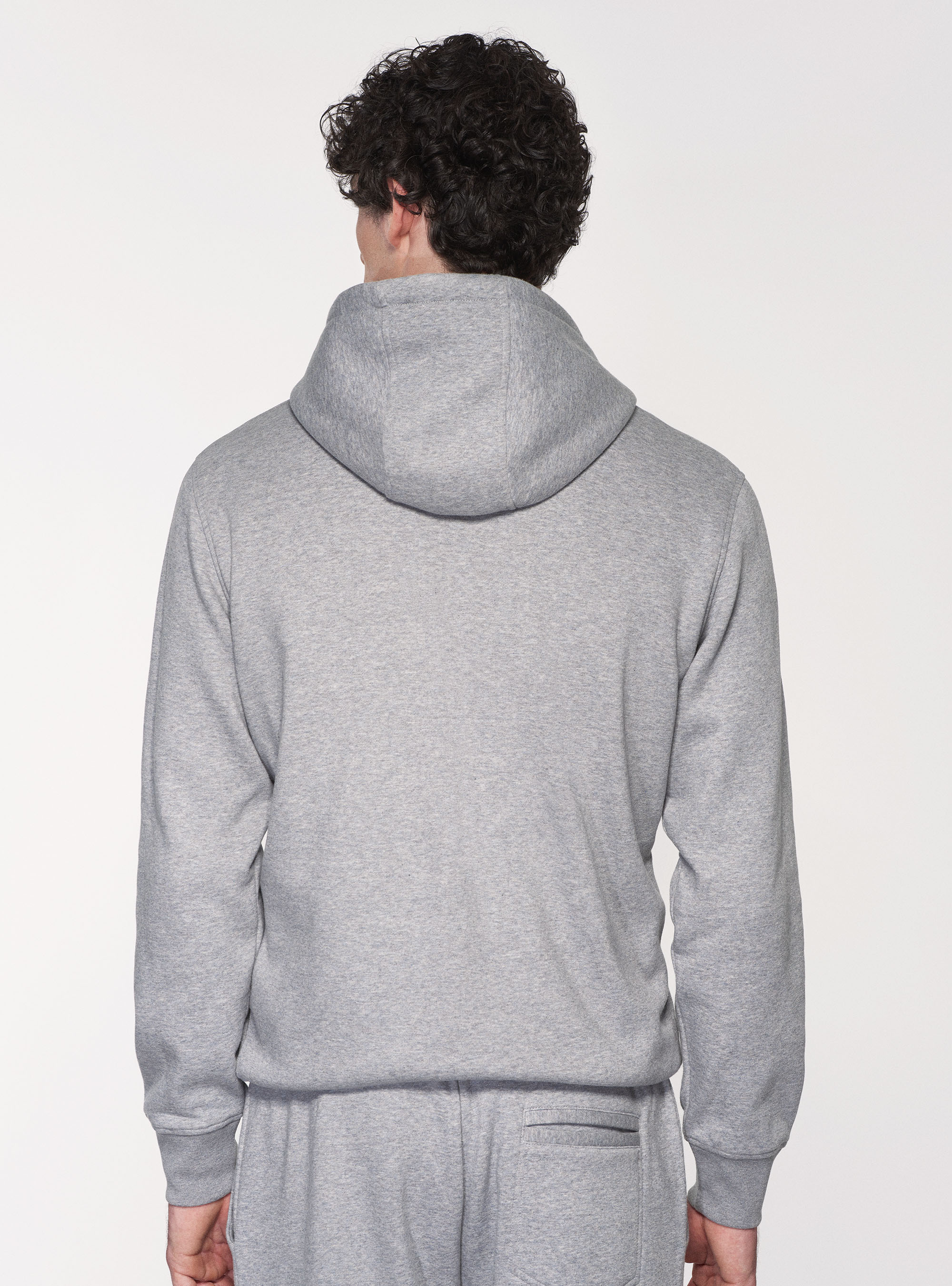 Cardigan in felpa con cappuccio, GRIGIO CHIARO MELANGE