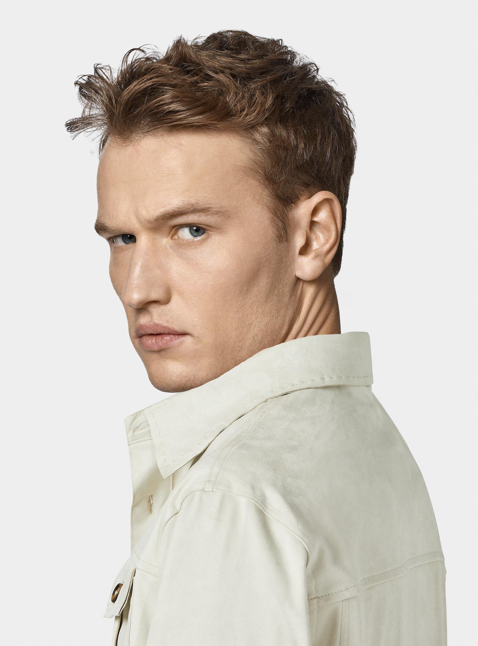 Suede effect shirt jacket, ECRU