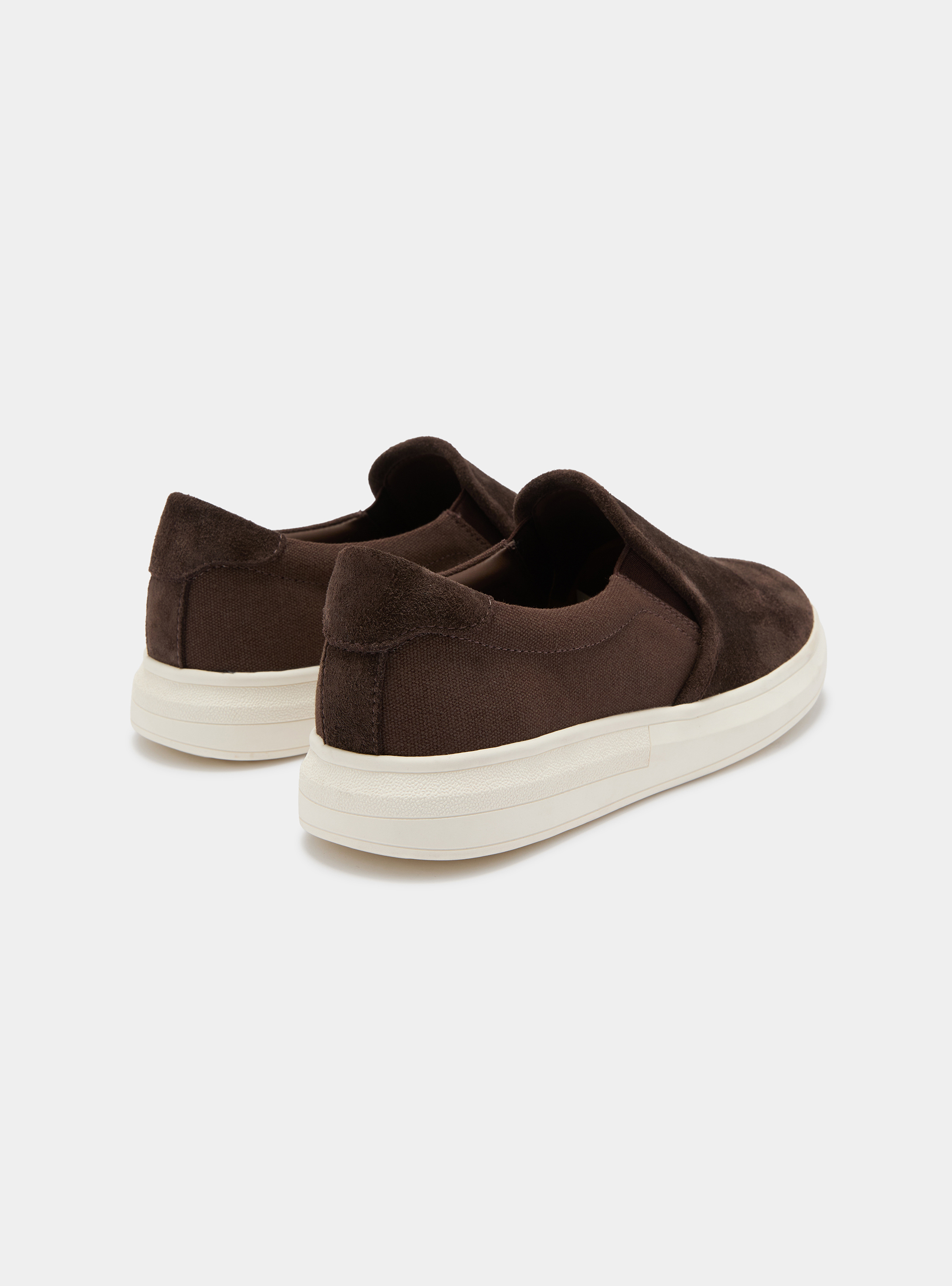 Slip on in suede e canvas, MARRON