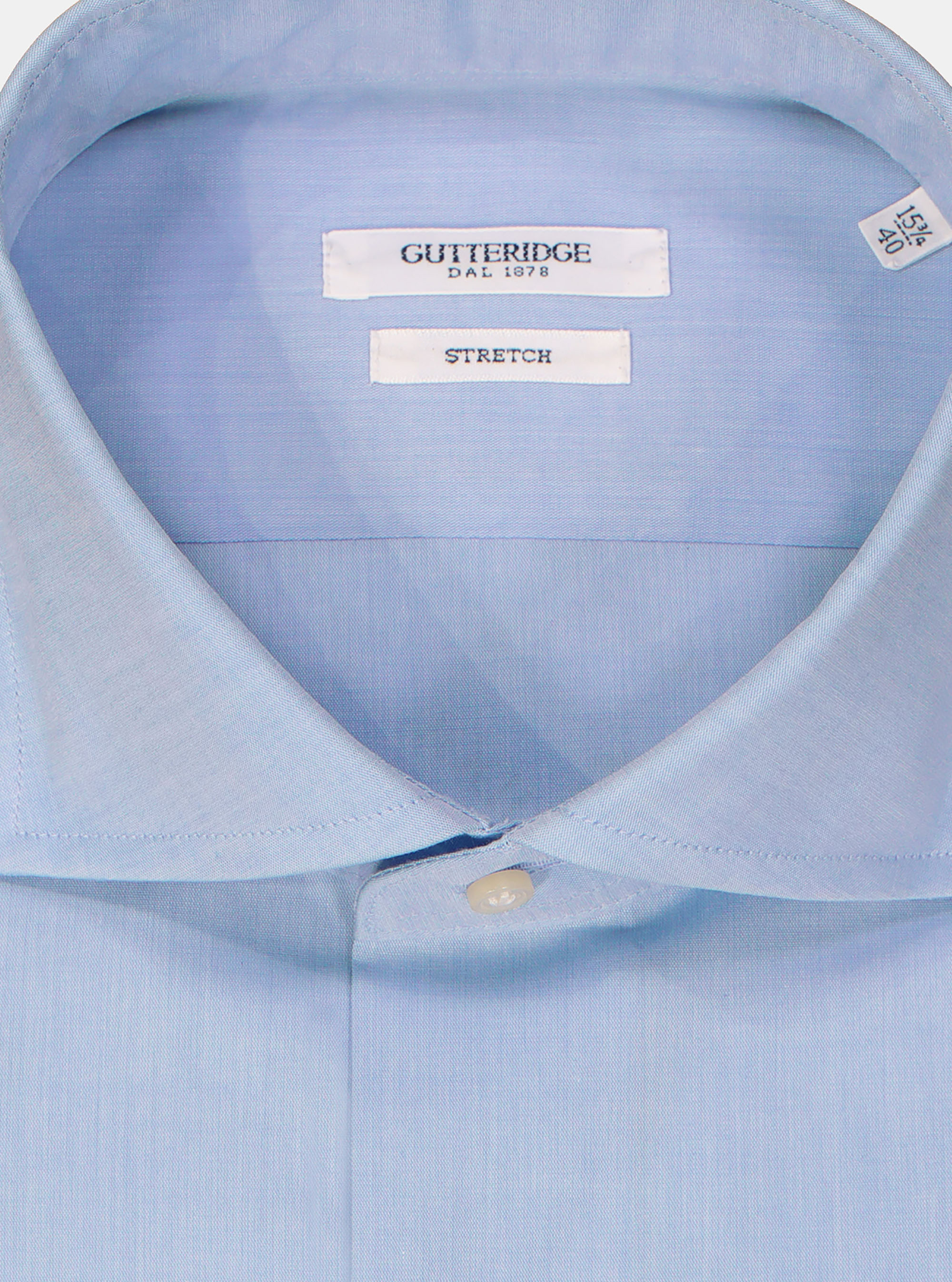 Stretch poplin French collar shirt, LIGHT BLUE