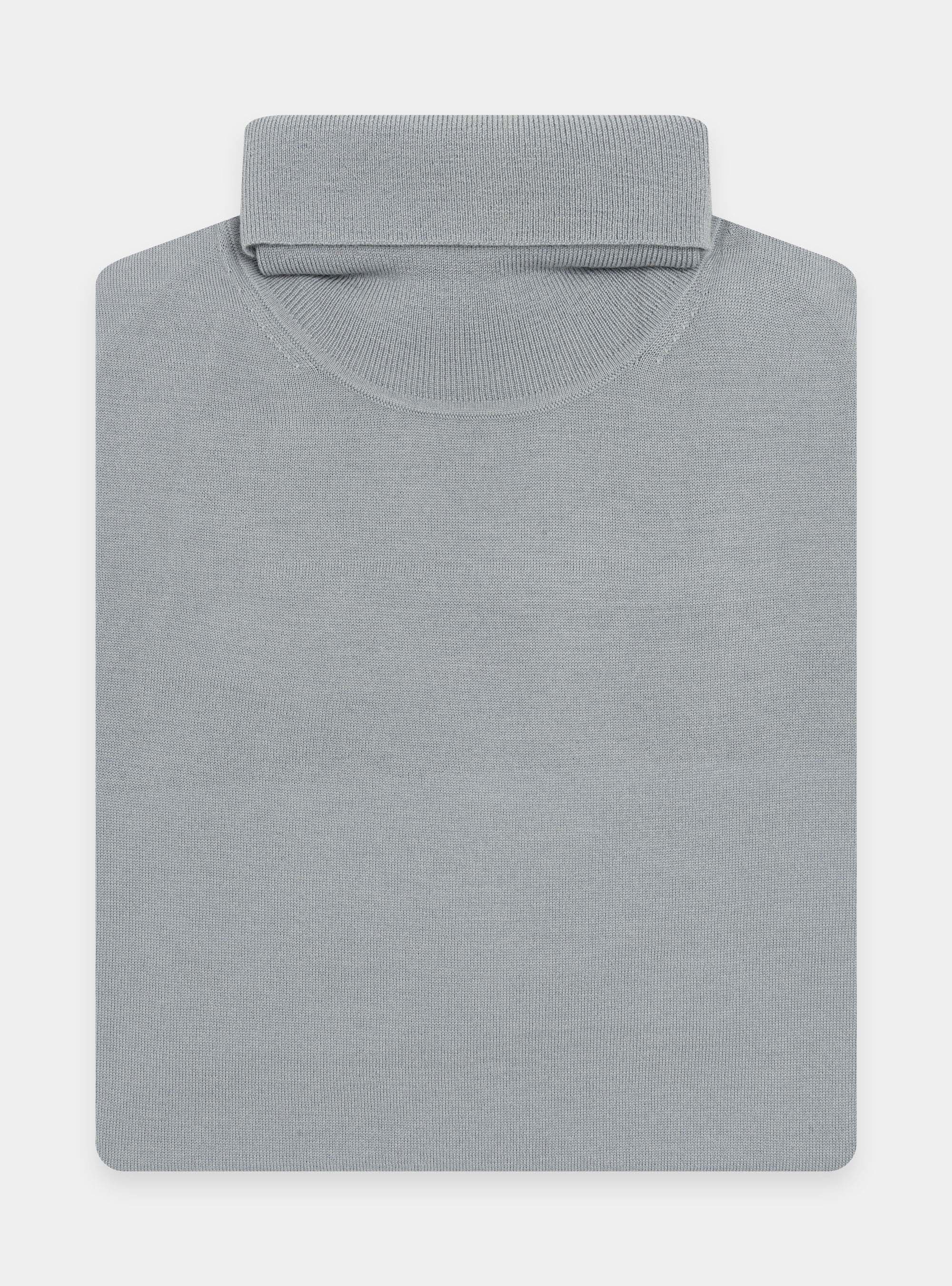 Rollkragenpullover aus reiner Merinowolle, GRIGIO CHIARO 0256C