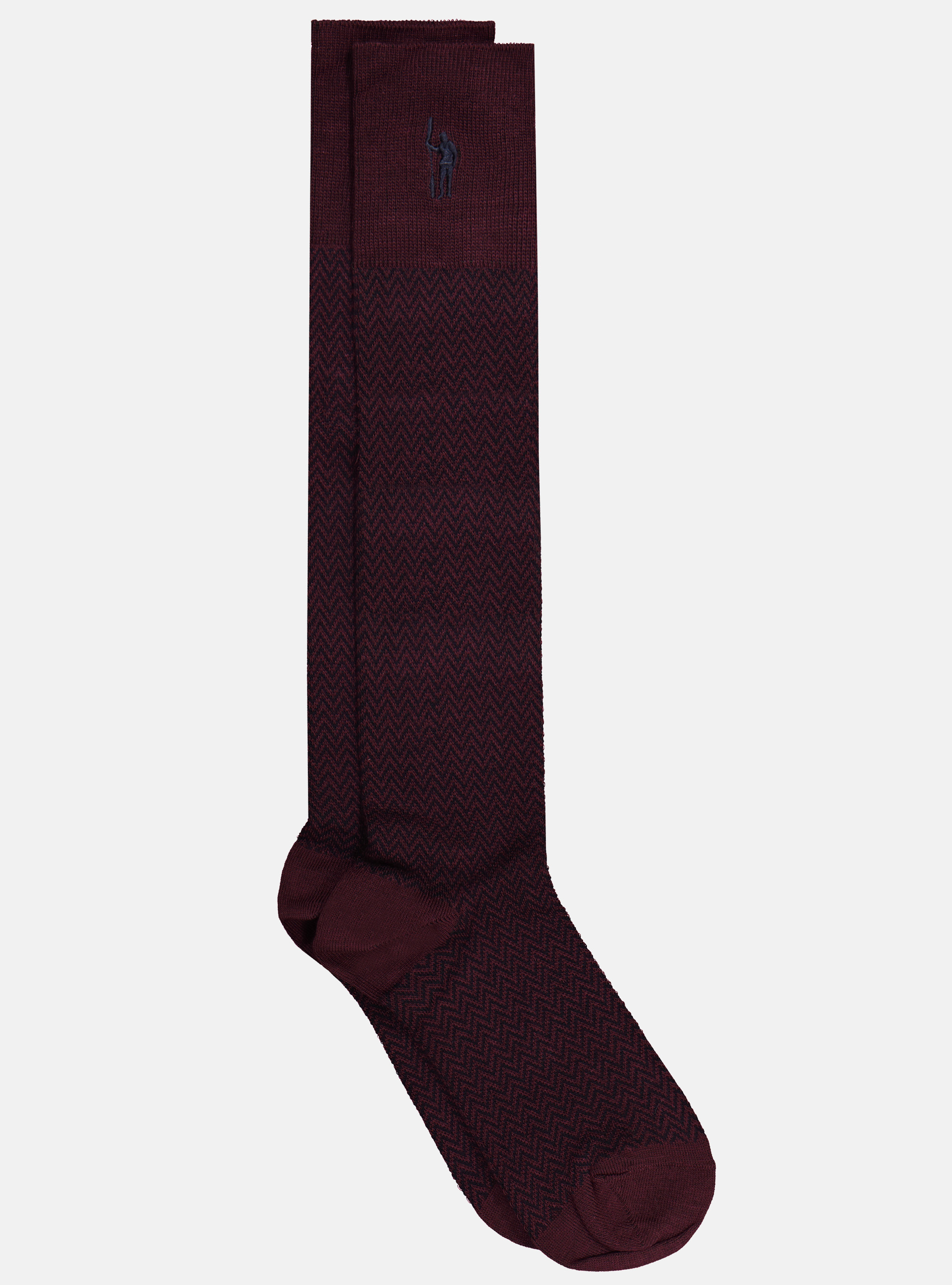 Herringbone long socks, BORDEAUX