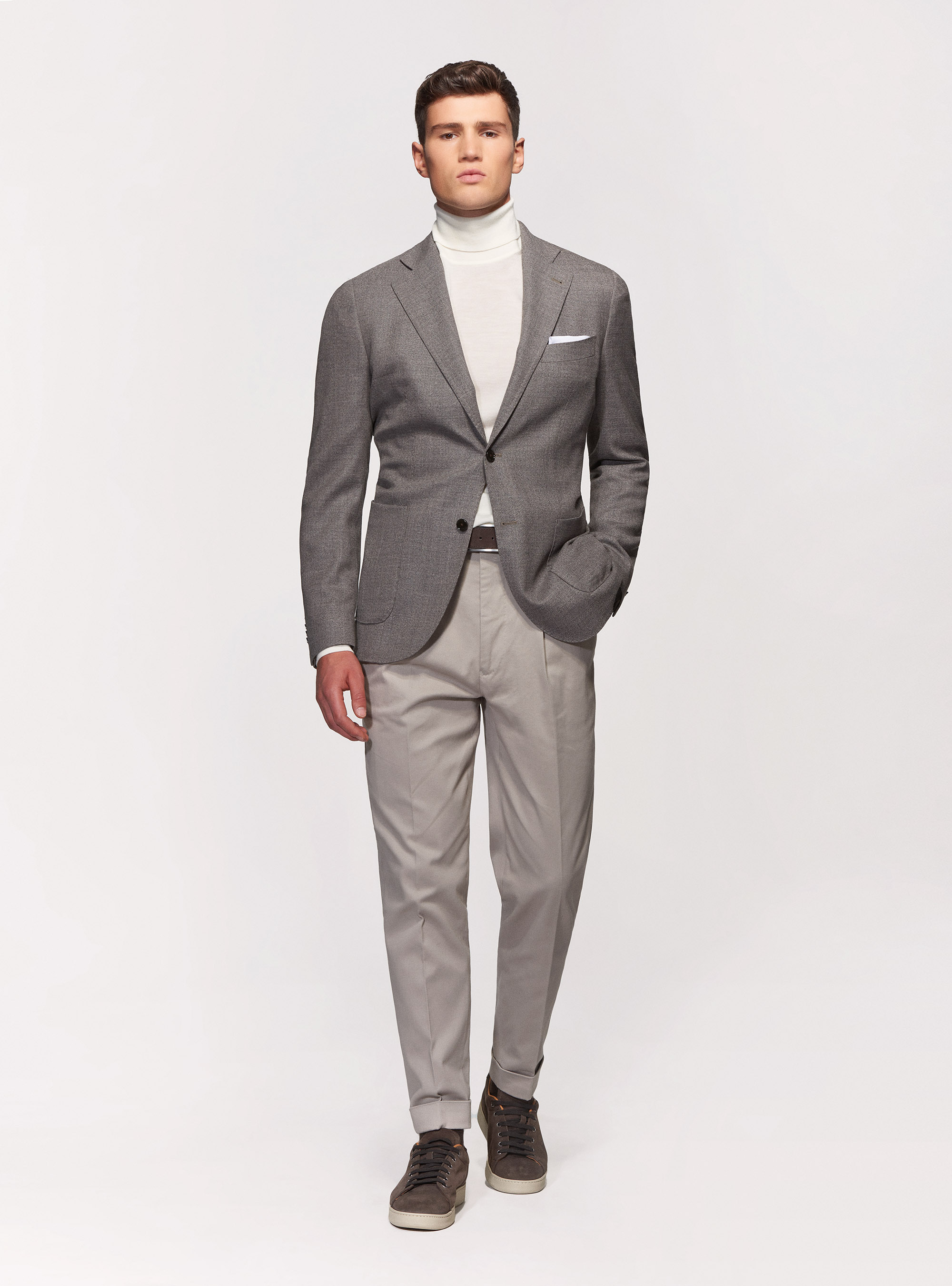 Giacca in lana stretch Reda Flexo, FANGO