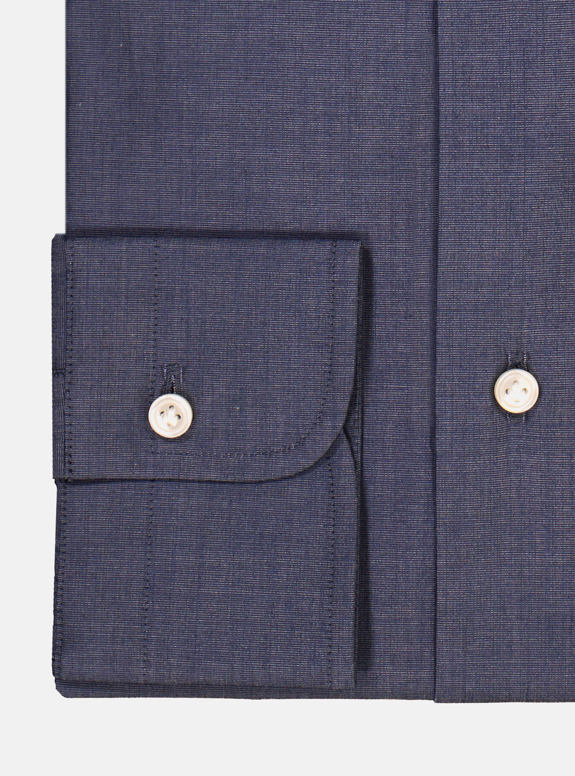 Camicia con collo francese in cotone fil a fil, BLU NAVY