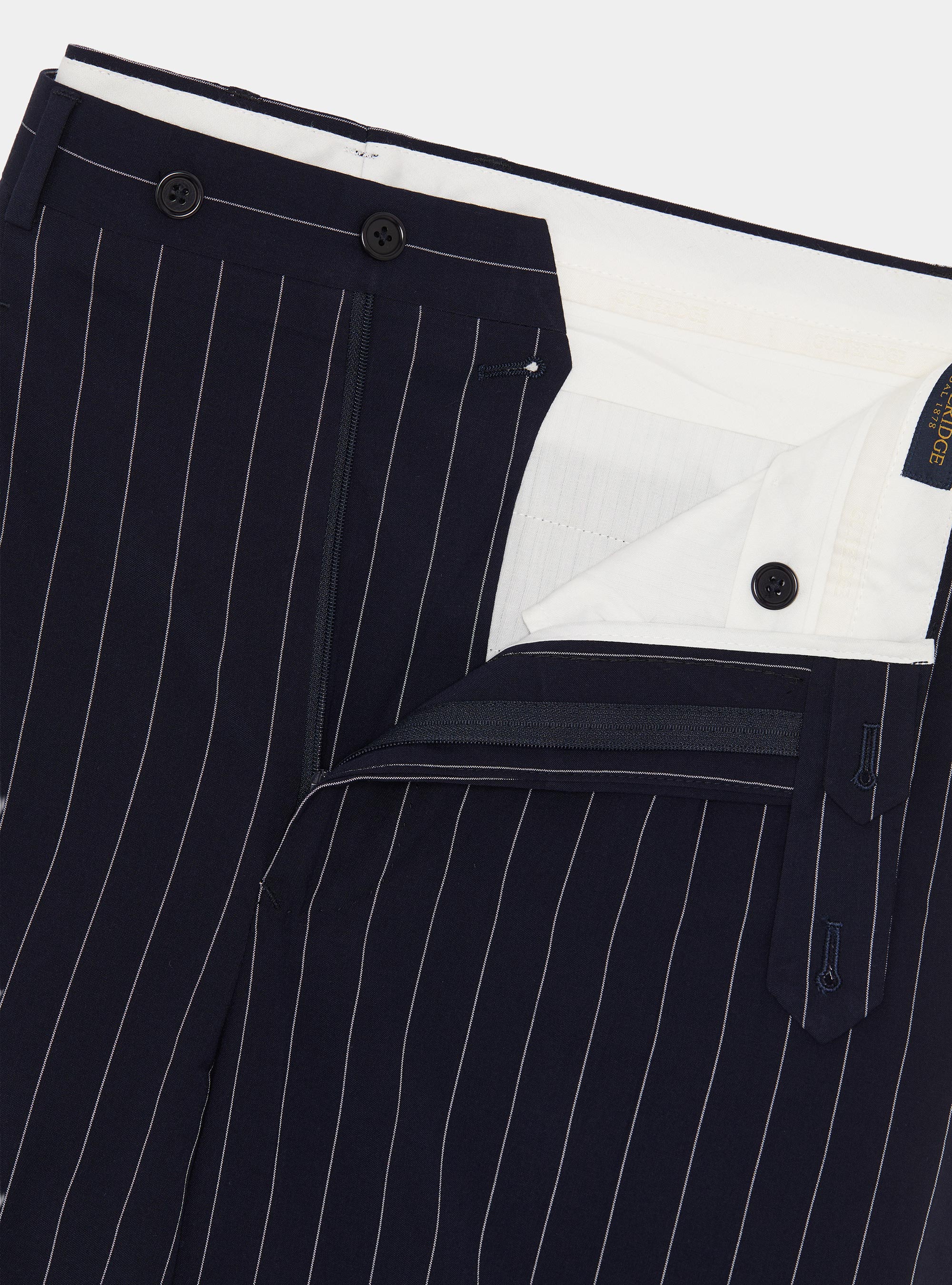 Pantaloni abito doppiopetto gessato, BLU NAVY