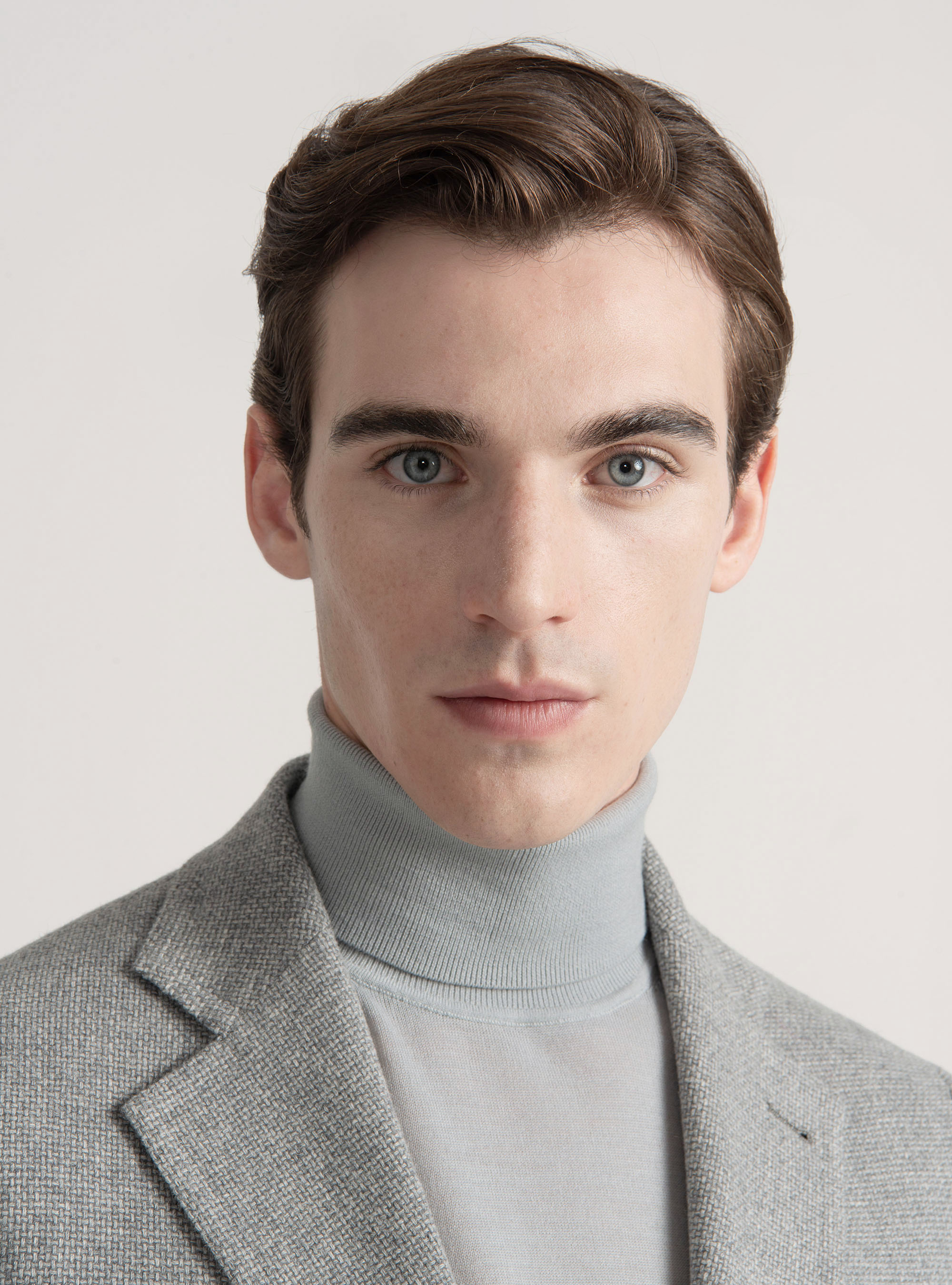 Giacca hopsack in lana cotone e cashmere, GRIGIO CHIARO