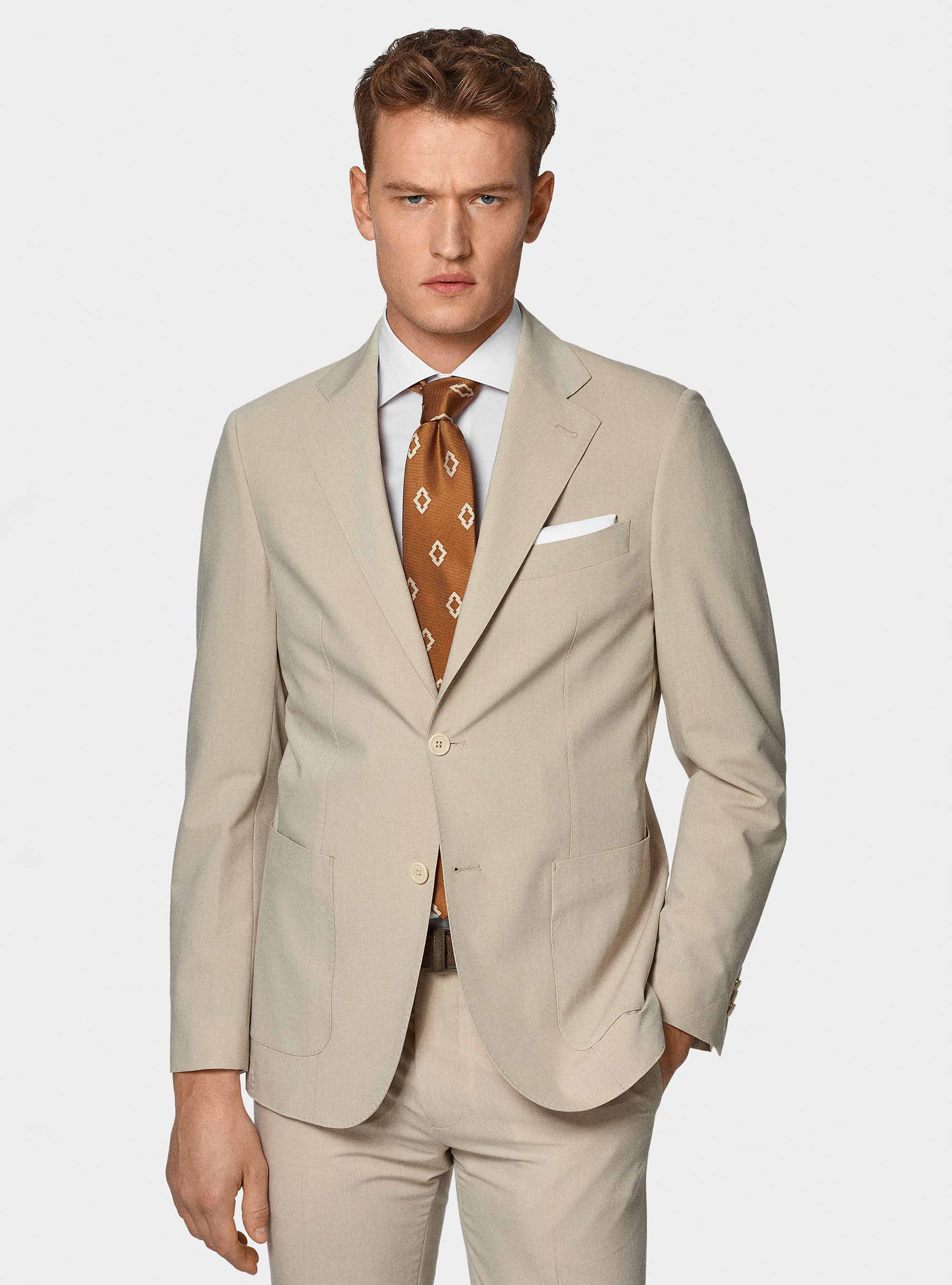 Americana de traje cl&aacute;sica slim fit, CRUDO