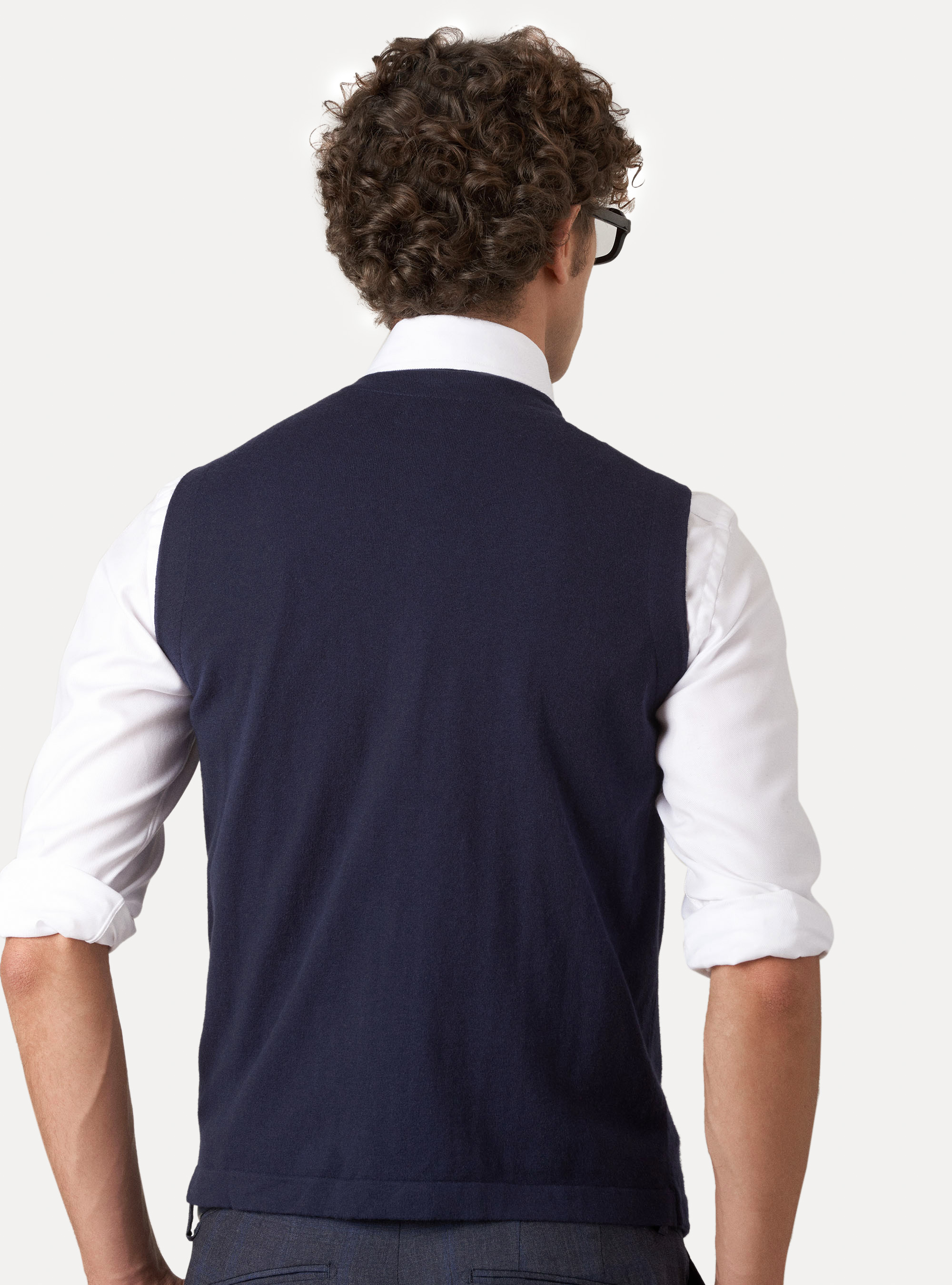 Gilet di maglia in cotone seta e cashmere, BLU NAVY