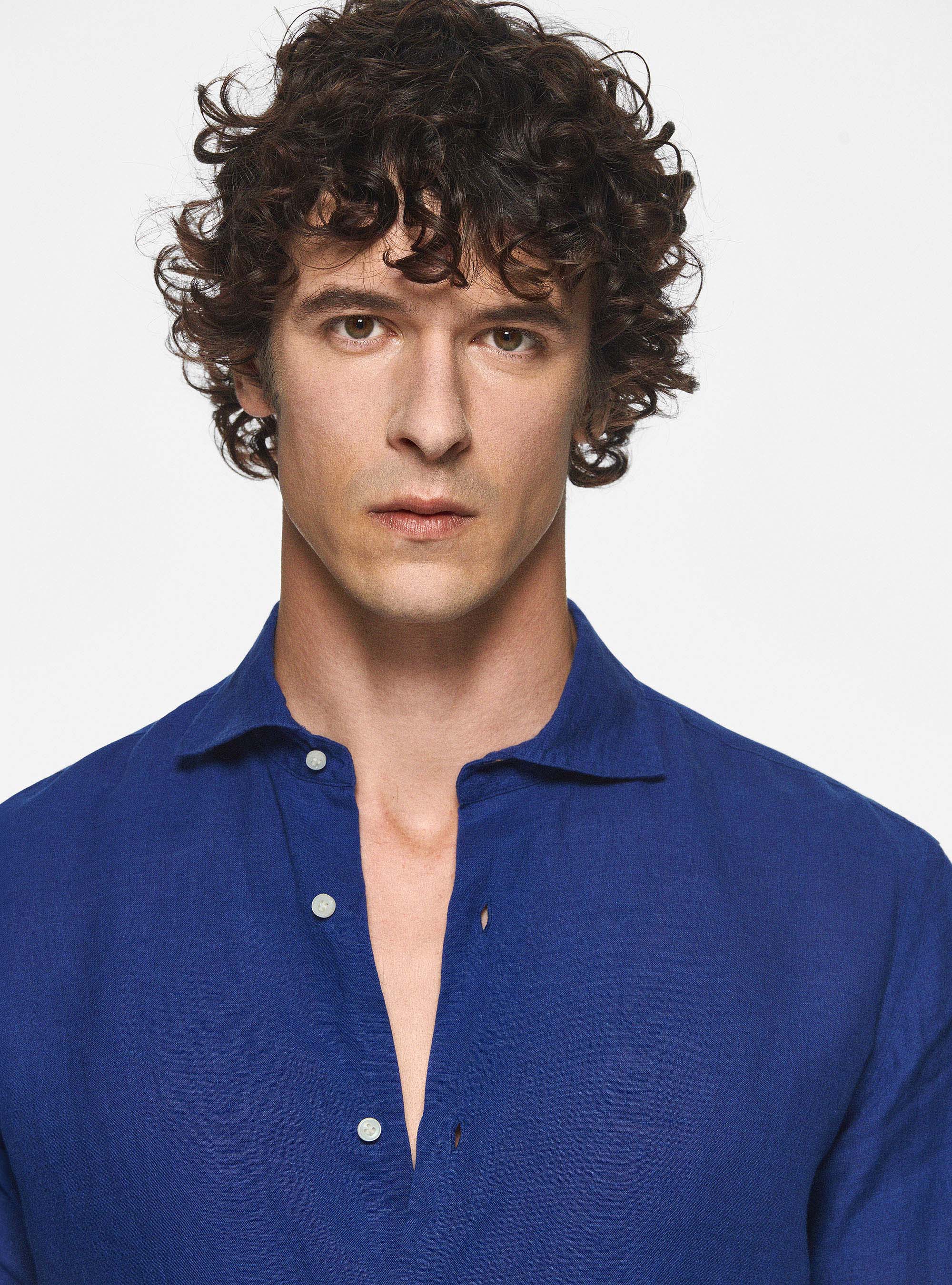 Pure linen shirt, BLUE