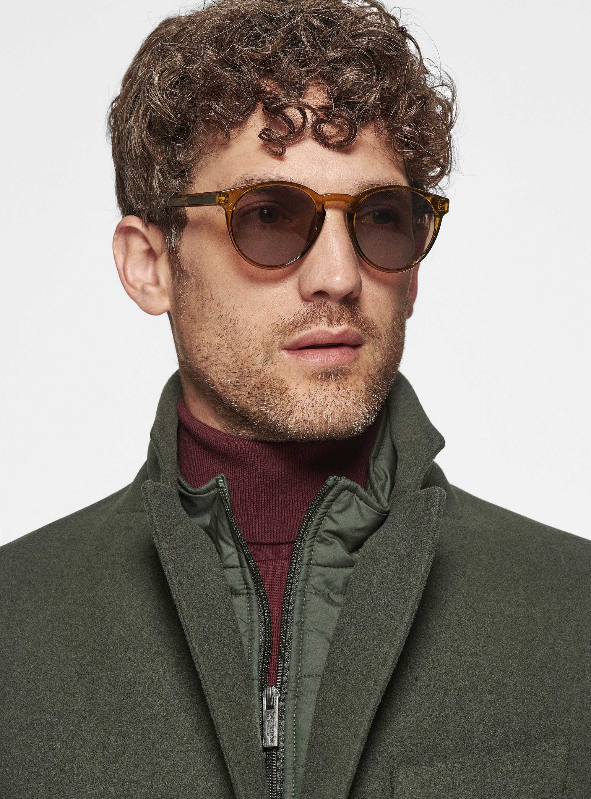 Cappotto in misto lana con pettorina, VERDE