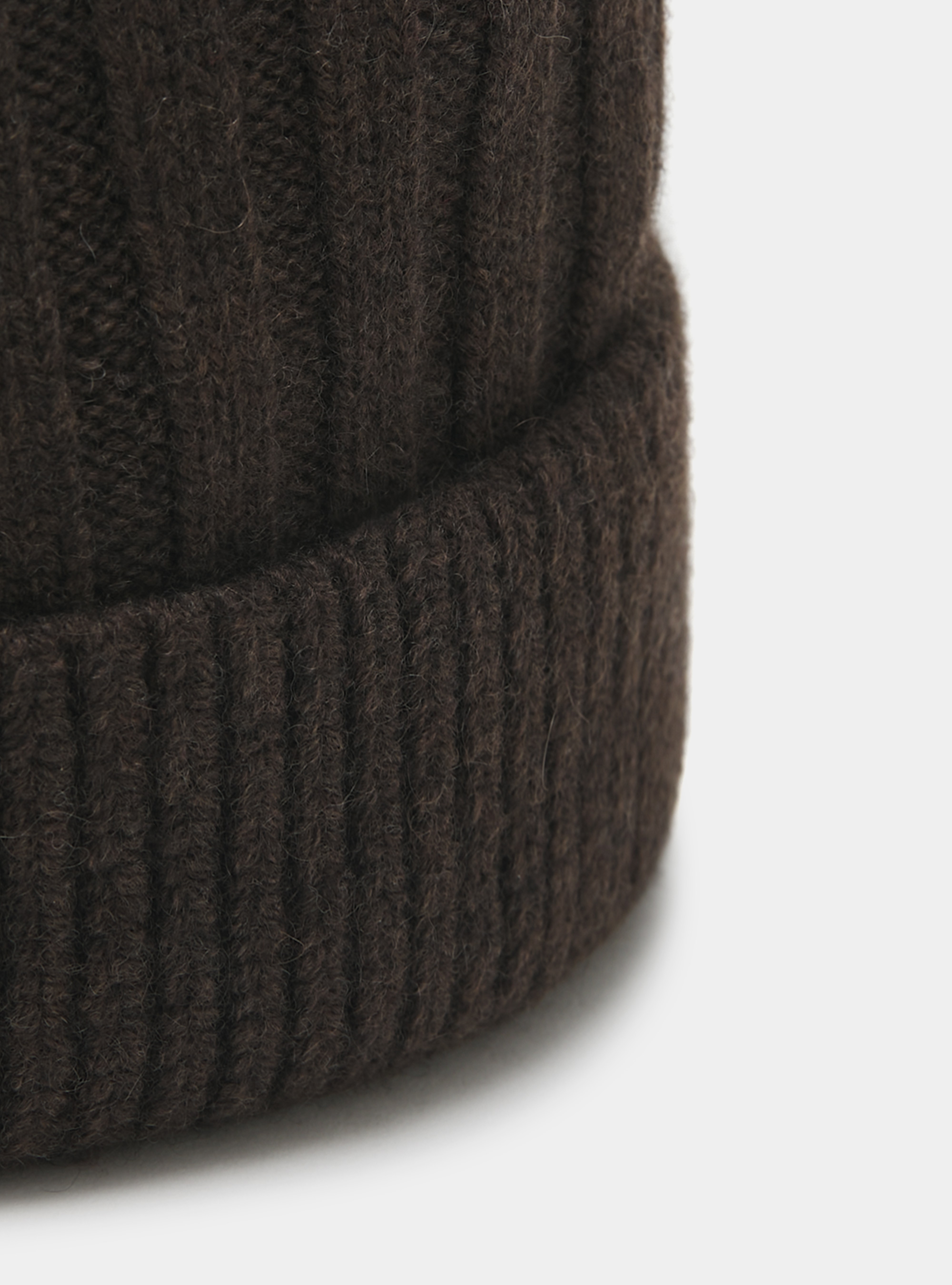 Cappello a costa inglese in misto cashmere, MARRONE