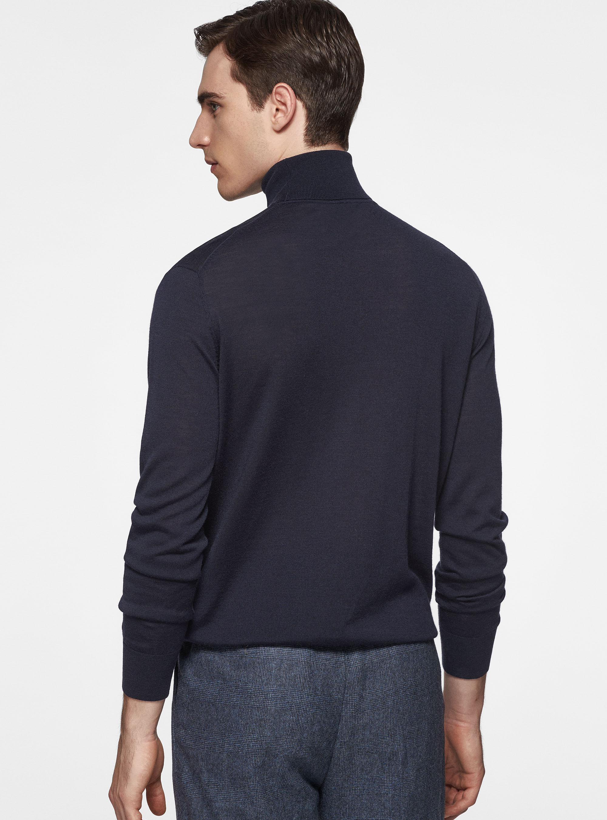 Turtleneck in pure extra-fine merino wool, NAVY BLUE