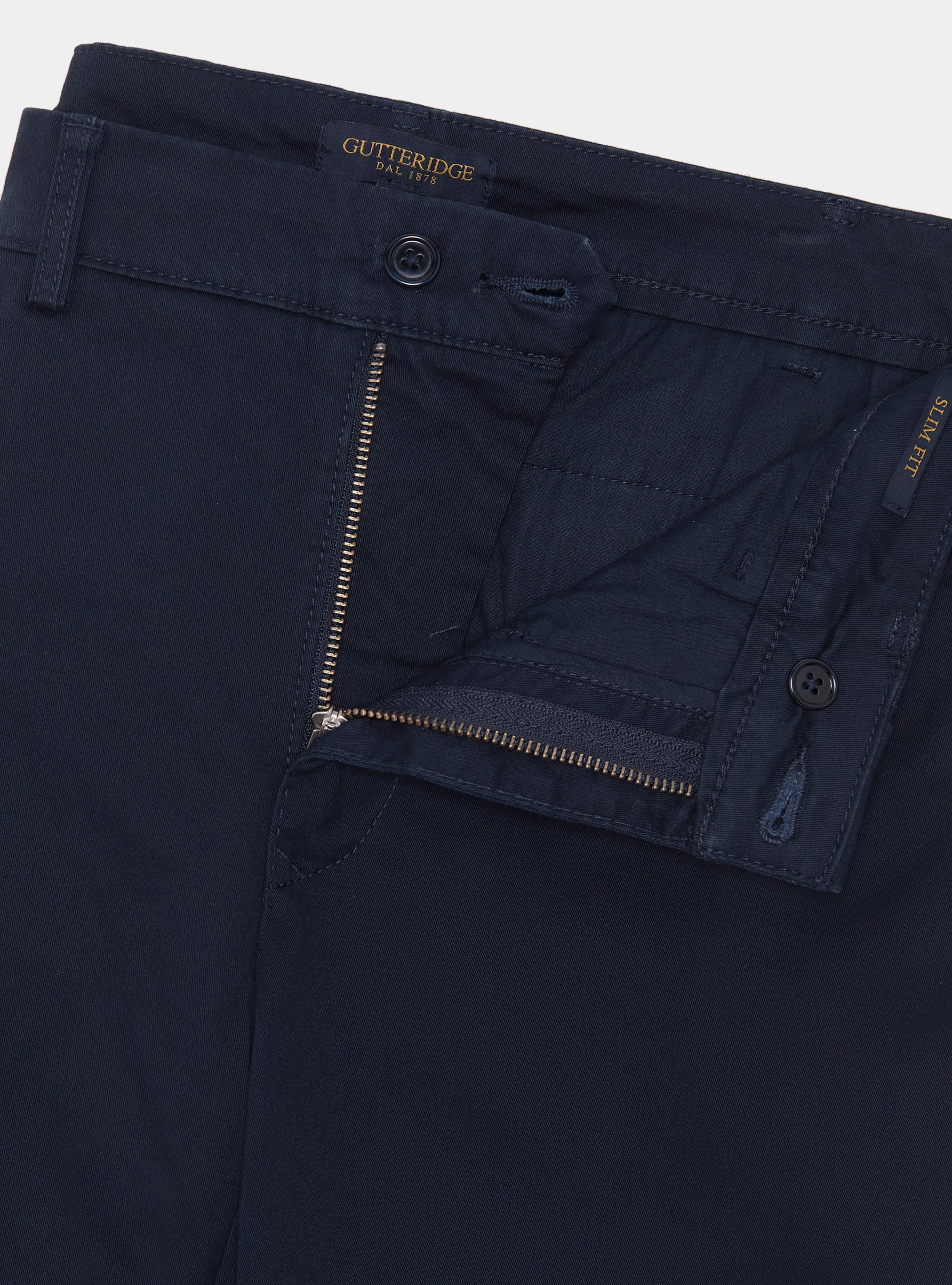 Pantaloni chino slim fit in twill stretch, BLU NAVY