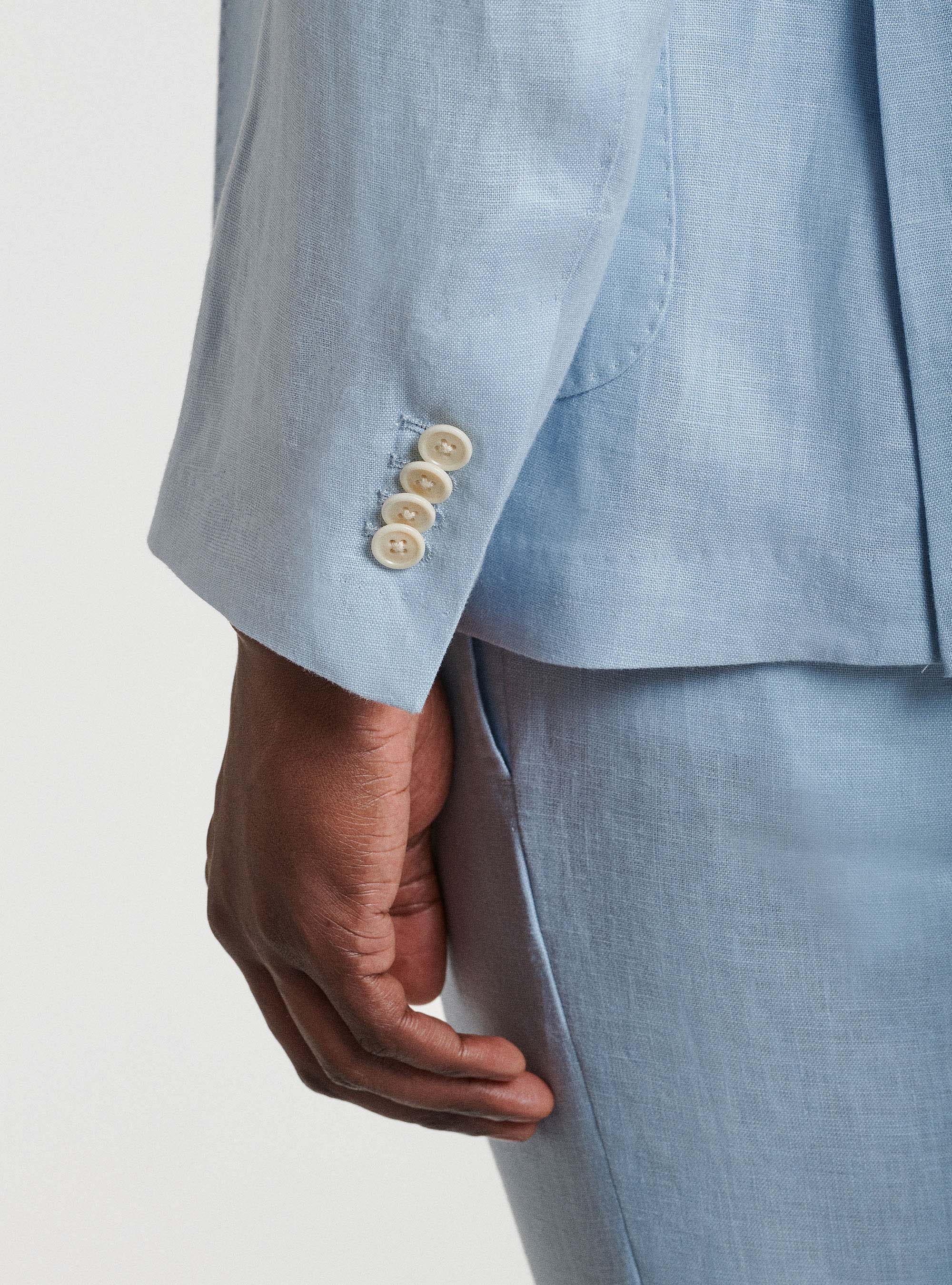 Giacca per abito in puro lino, AZZURRO