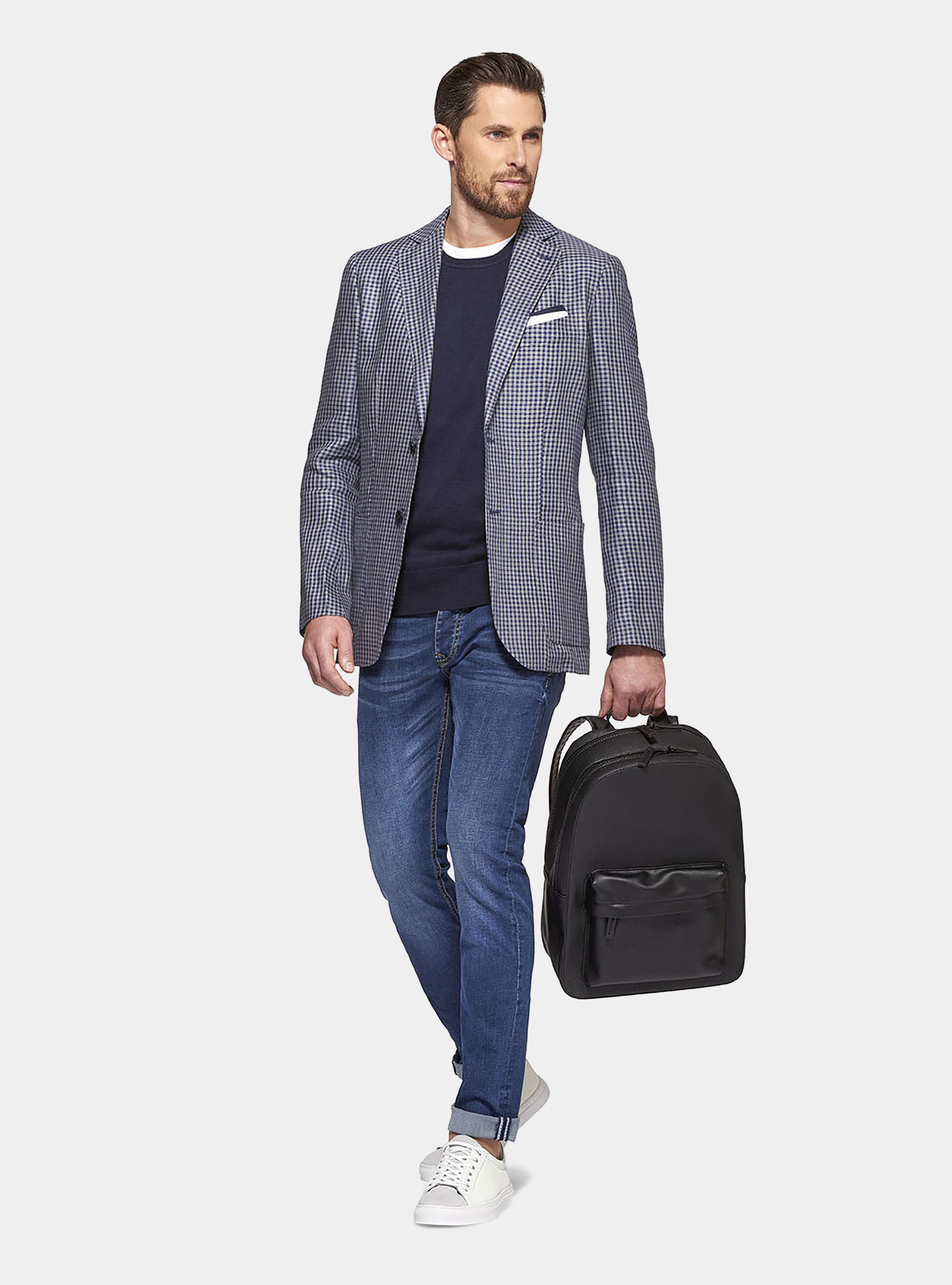 Giacca 100% cotone a quadri, BLU